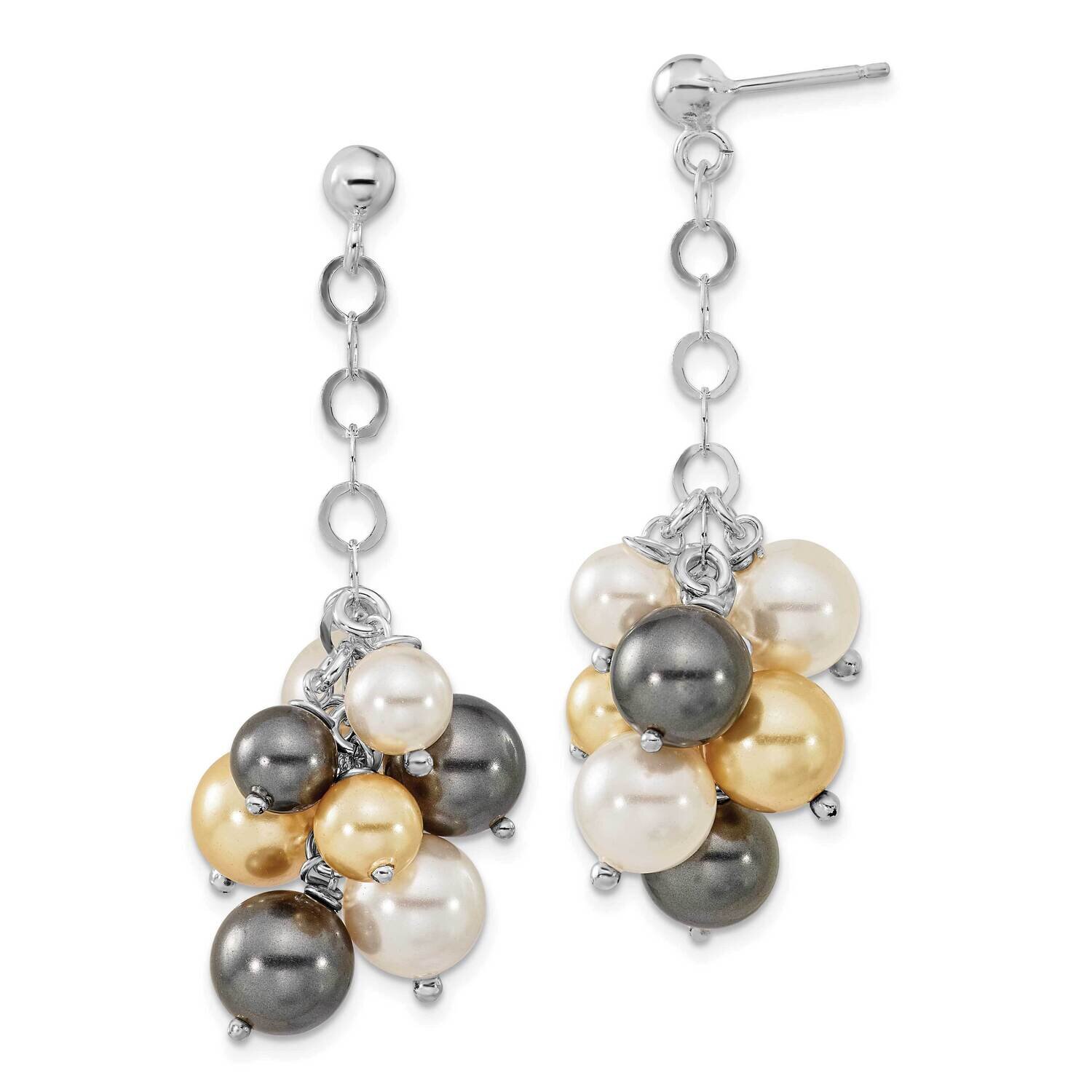 Multicolor Fw Cultured Pearl Dangle Earrings Sterling Silver Polished QE5085, MPN: QE5085, 88395704…