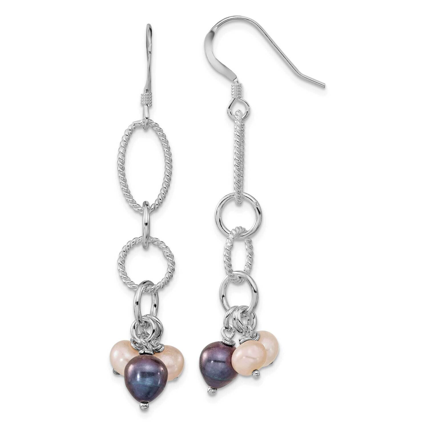 White &amp; Black Fw Cultured Pearl Dangle Earrings Sterling Silver Polished QE5093, MPN: QE5093, 88395…