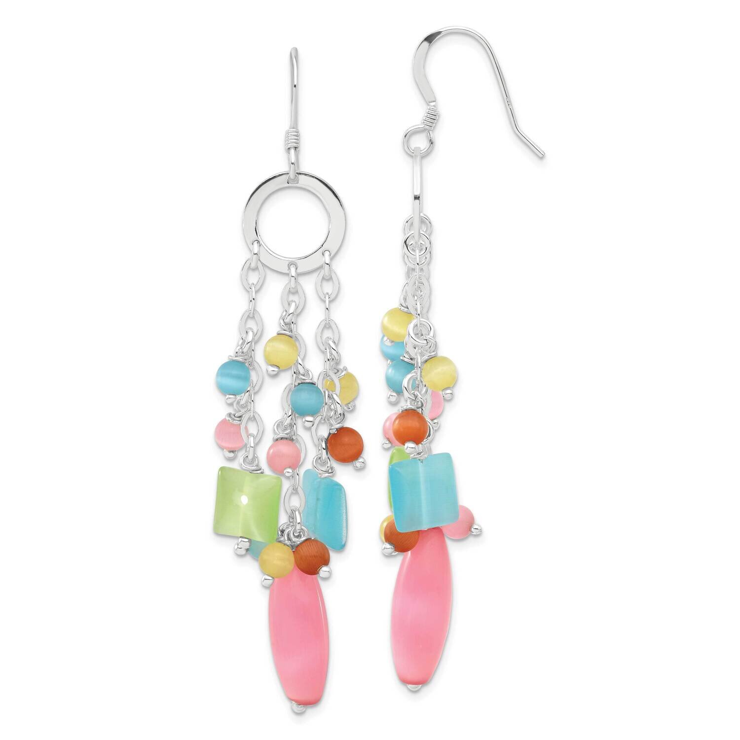 Multi-Color Stone Dangle Earrings Sterling Silver QE5396, MPN: QE5396, 883957036175