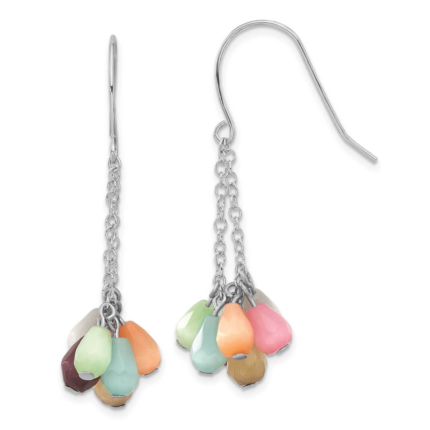 Multi-Color Stone Dangle Earrings Sterling Silver QE5395