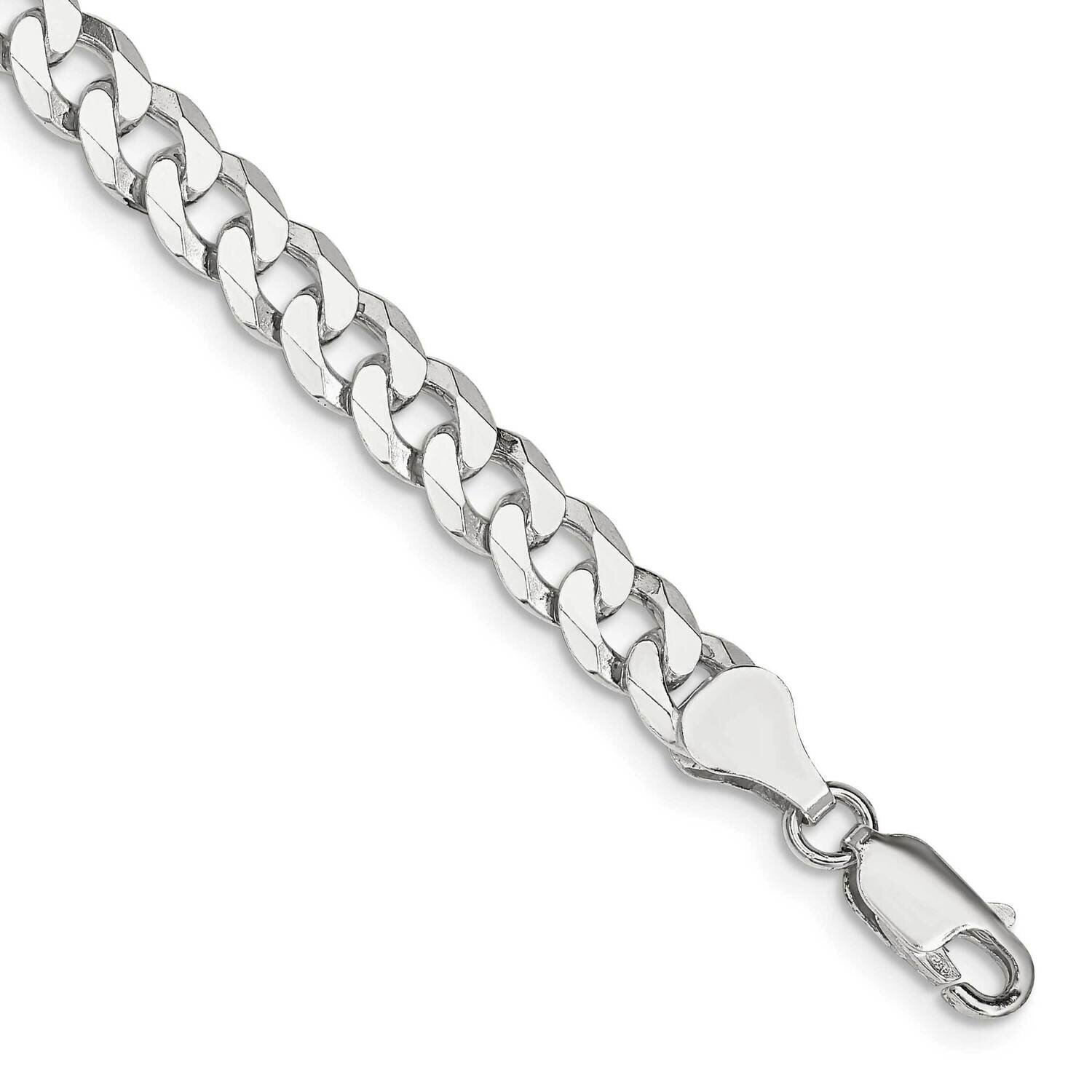 6mm Beveled Curb Chain 9 Inch Sterling Silver QFB150-9