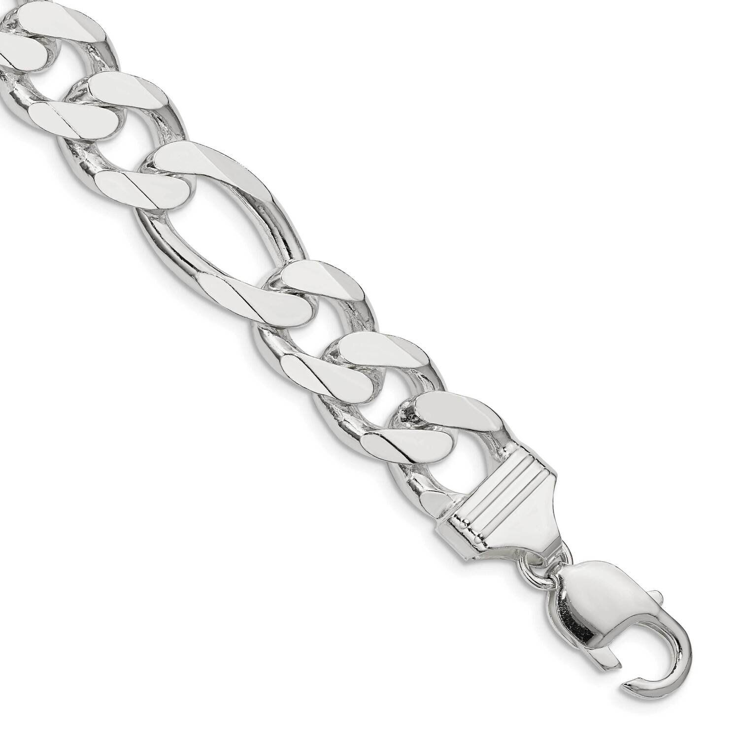 13.5mm Figaro Chain 10 Inch Sterling Silver QFG350-10