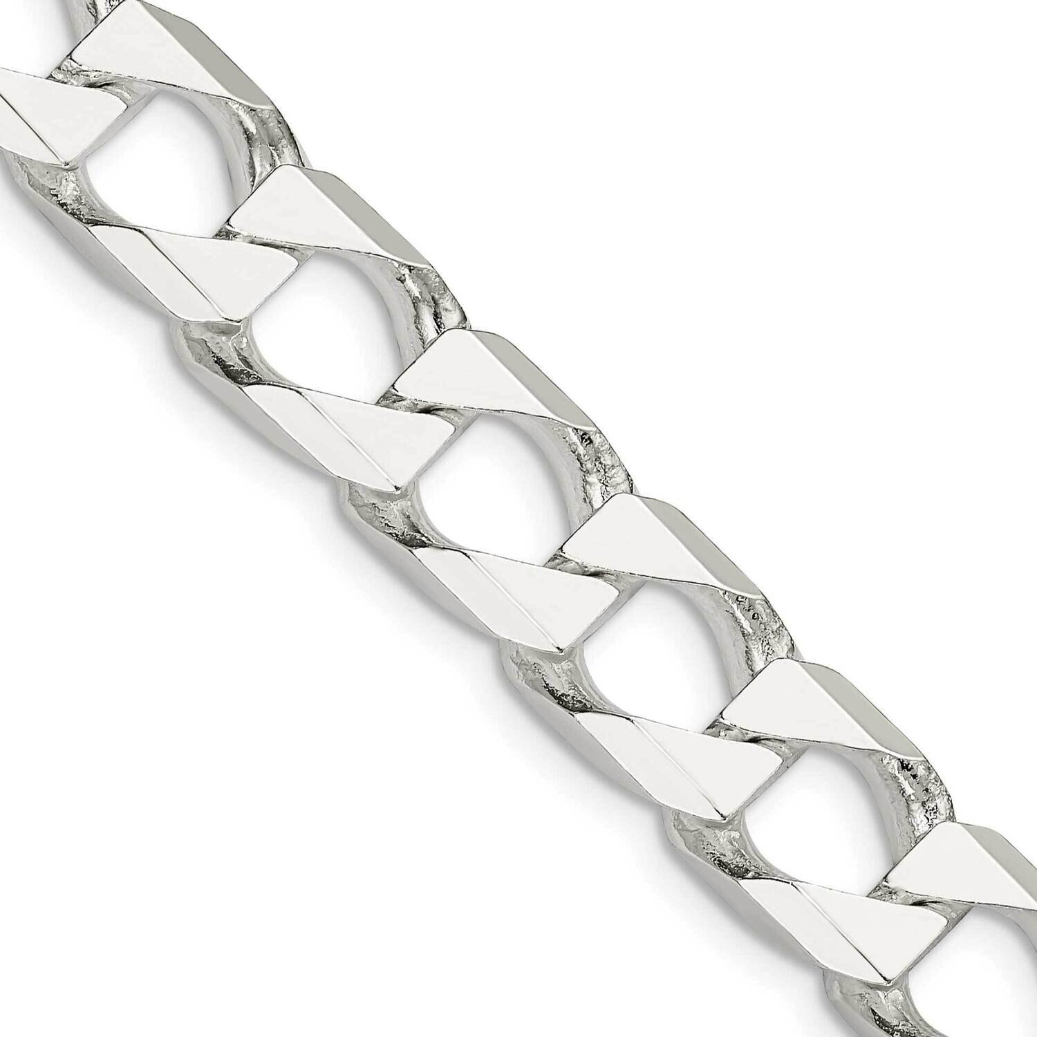10.3mm Flat Open Curb Chain 26 Inch Sterling Silver QFOC350-26, MPN: QFOC350-26,