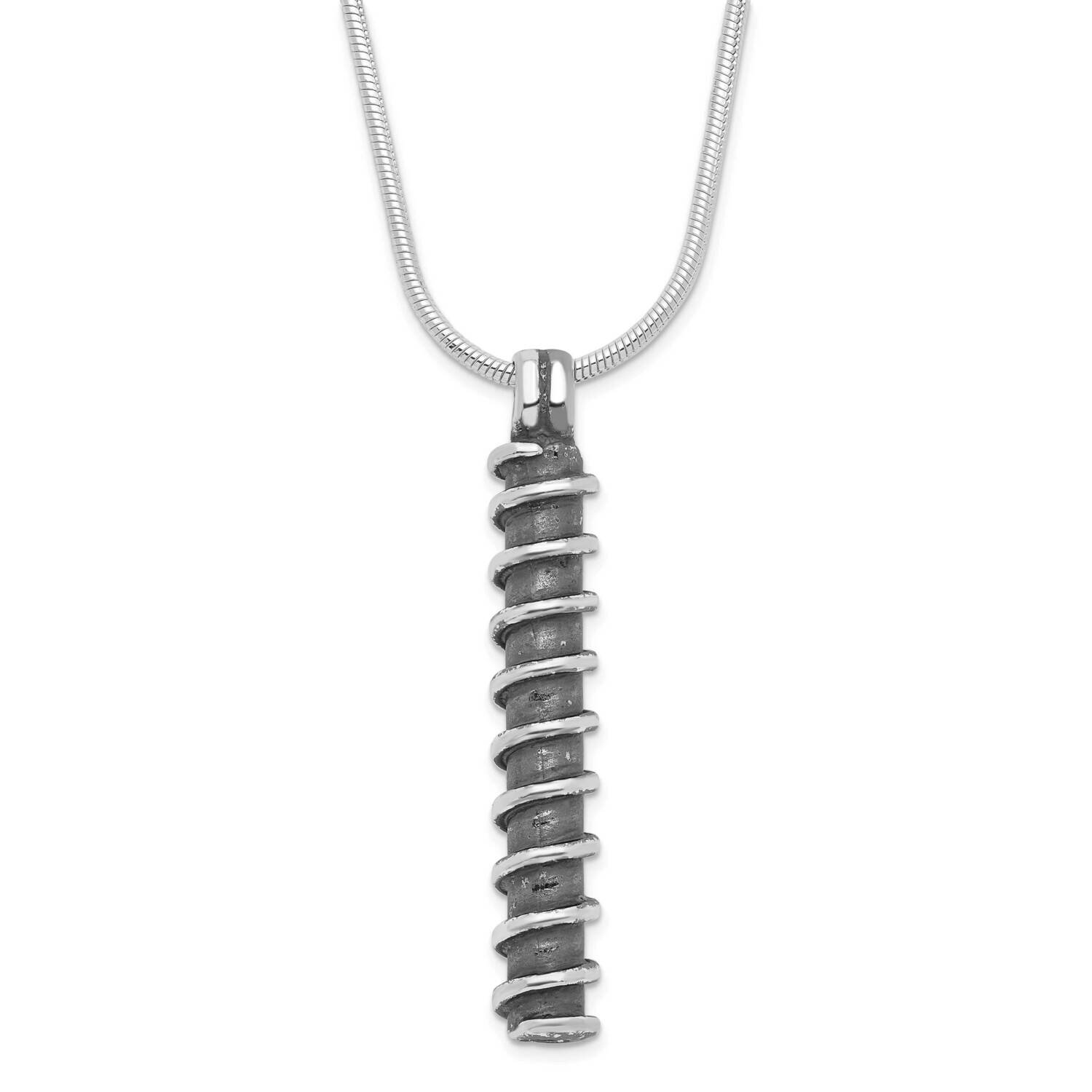 Antiqued Fancy Twist Bar Necklace Sterling Silver Polished QG2085-16