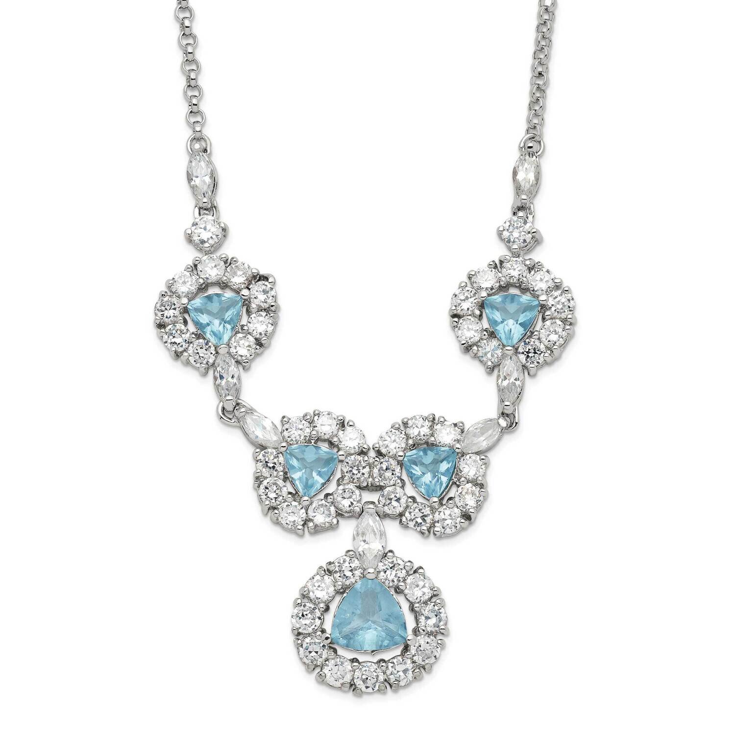Blue &amp; Clear CZ Fancy Necklace Sterling Silver QG2495-16, MPN: QG2495-16, 883957014180