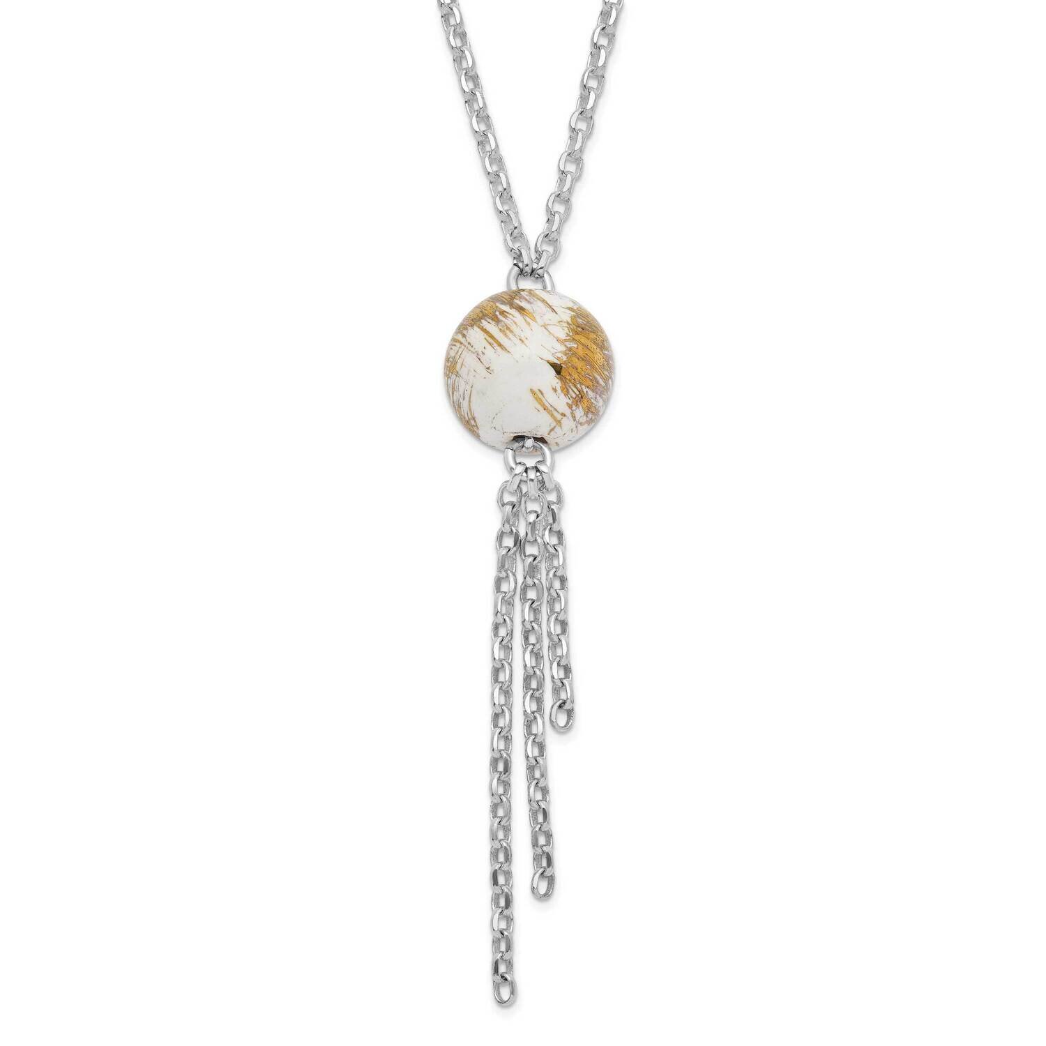 Gold-Tone &amp; Enameled Fancy Ball Drop Necklace Sterling Silver Polished QG2862-18, MPN: QG2862-18, 8…