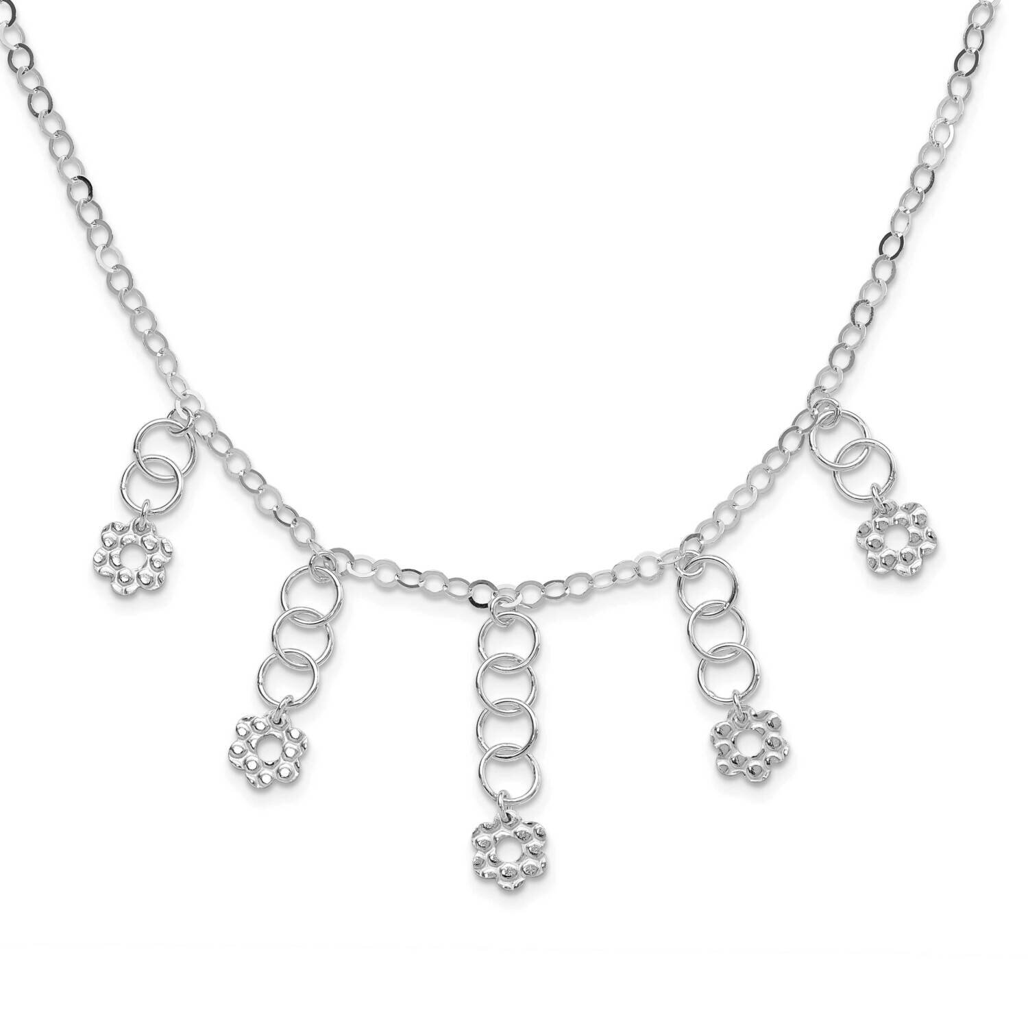 Textured Flower Necklace Sterling Silver Polished QG2884-18, MPN: QG2884-18, 883957056104