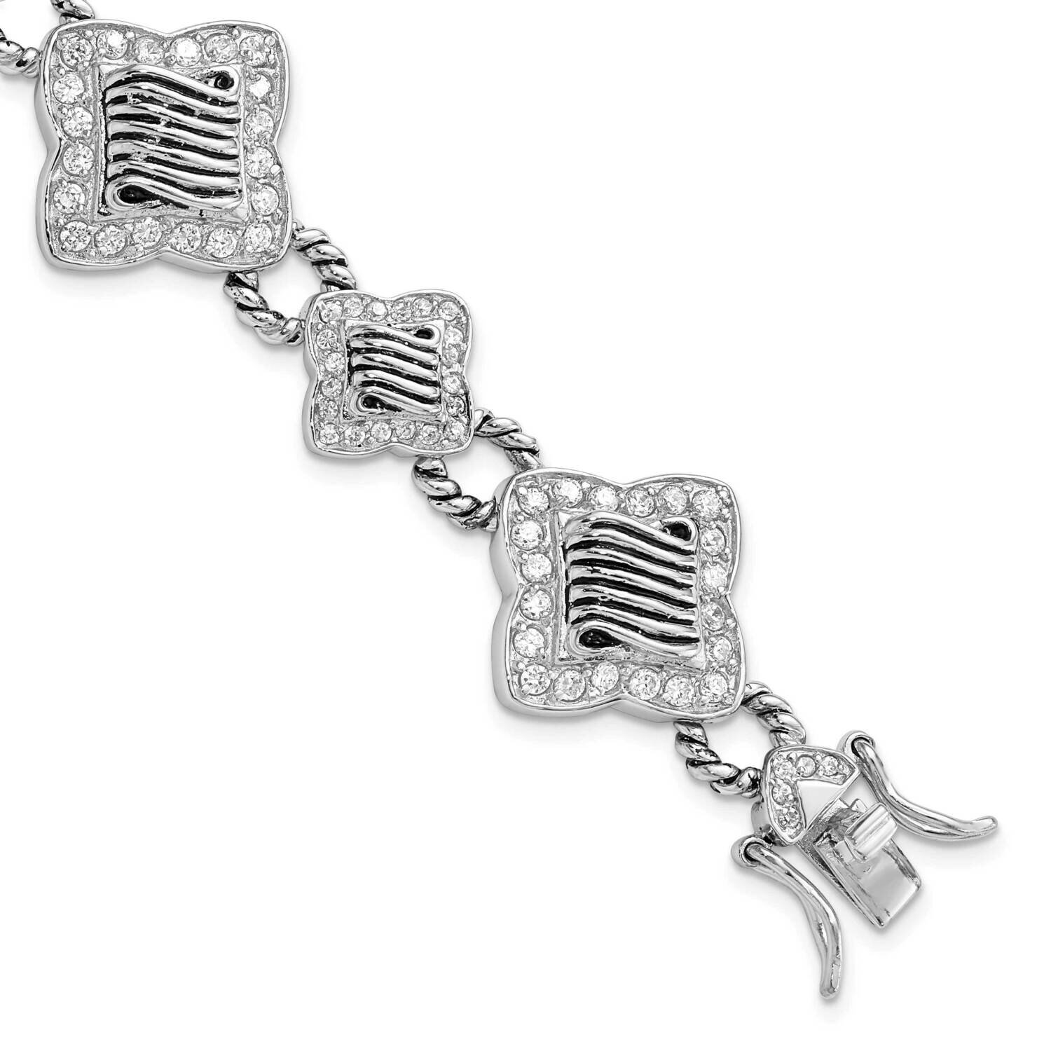 Antiqued Fancy CZ Bracelet Sterling Silver Polished QG2924-7, MPN: QG2924-7, 883957768304