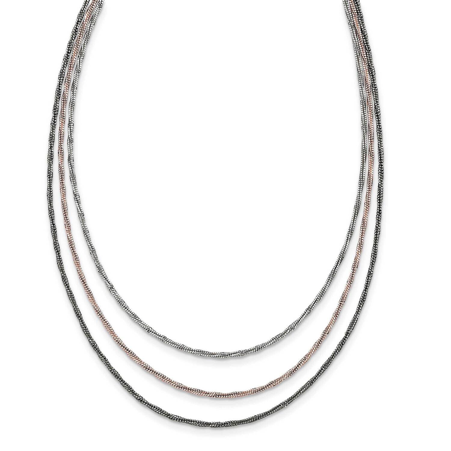 Rose-Tone &amp; Rhodium-Plated with 1.75Inch Extension Necklace Sterling Silver QG3807-18, MPN: QG3807-…