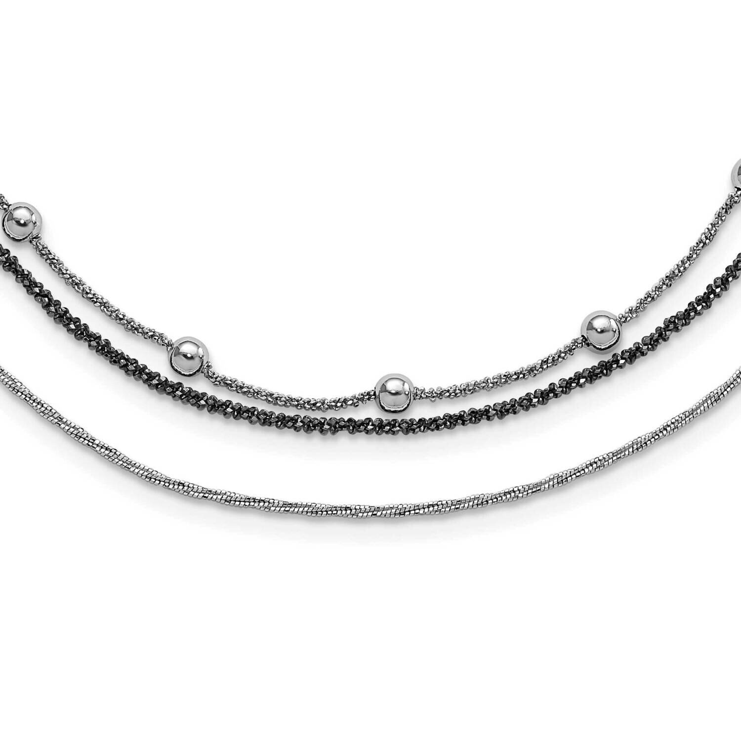Rhodium-Plated Multistrand Beaded with 1Inch Extension Necklace Sterling Silver QG3777-18, MPN: QG3…