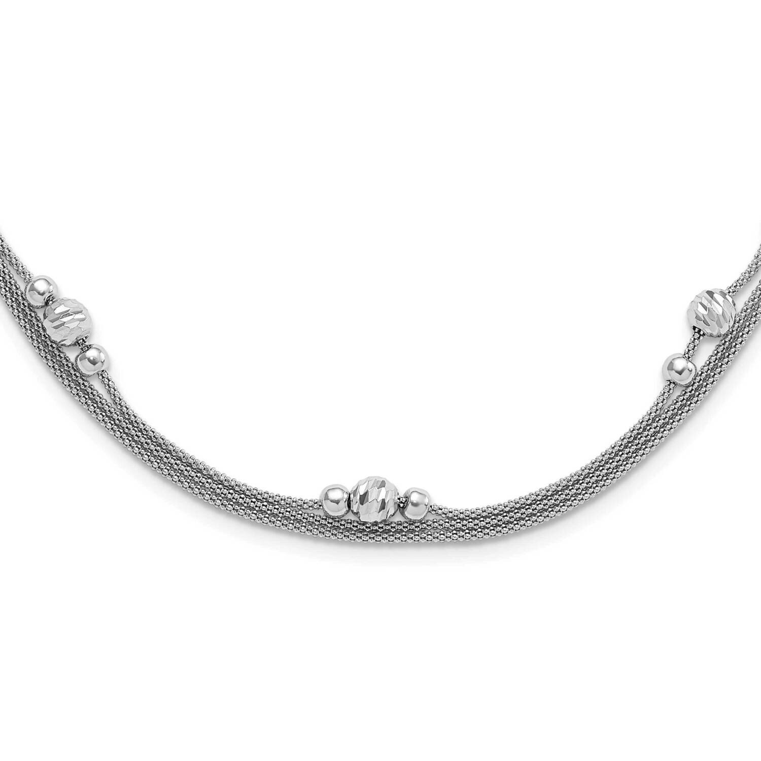 Fancy 3 Strand Diamond-Cut Beaded Necklace Sterling Silver Polished QG3778-17, MPN: QG3778-17, 1911…