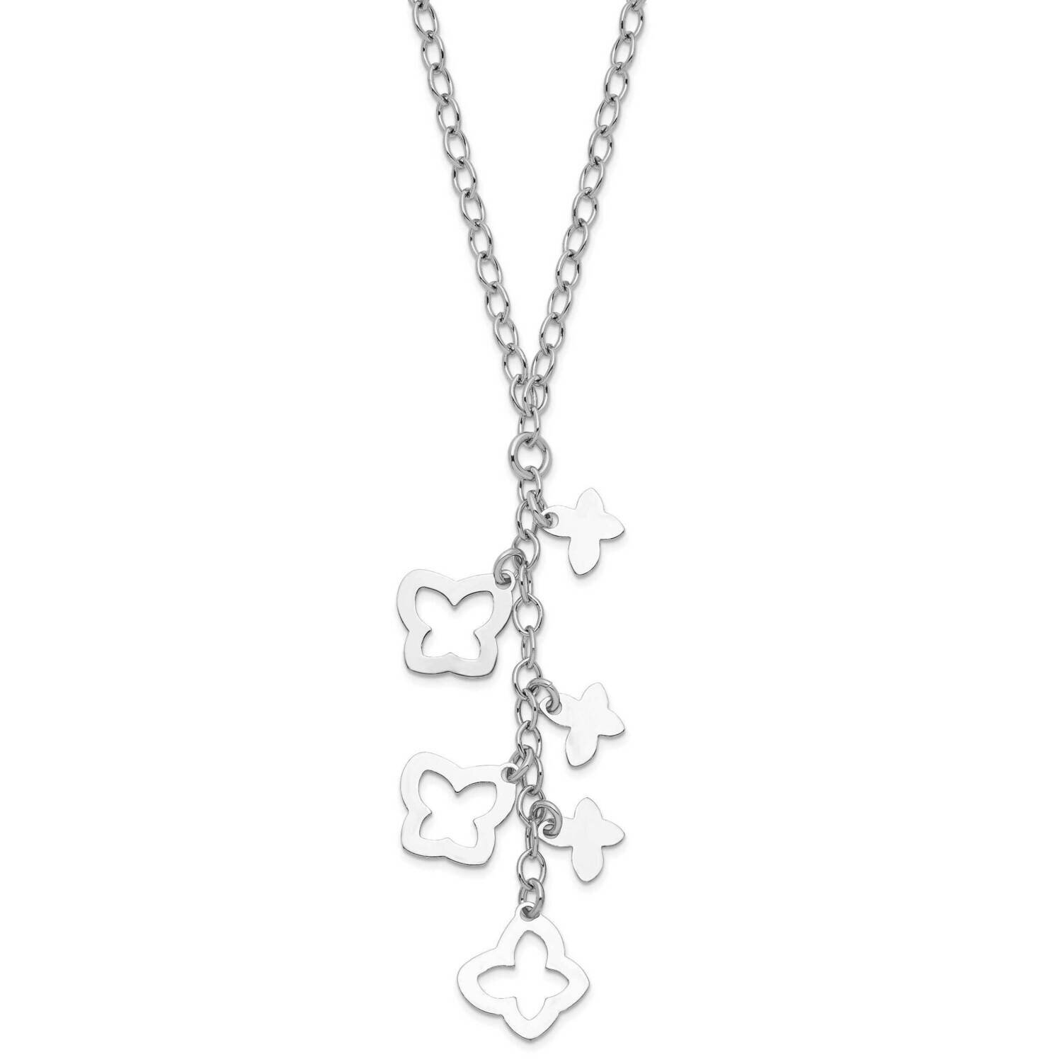 Butterfly Drop Necklace Sterling Silver Polished QG3805-16.5