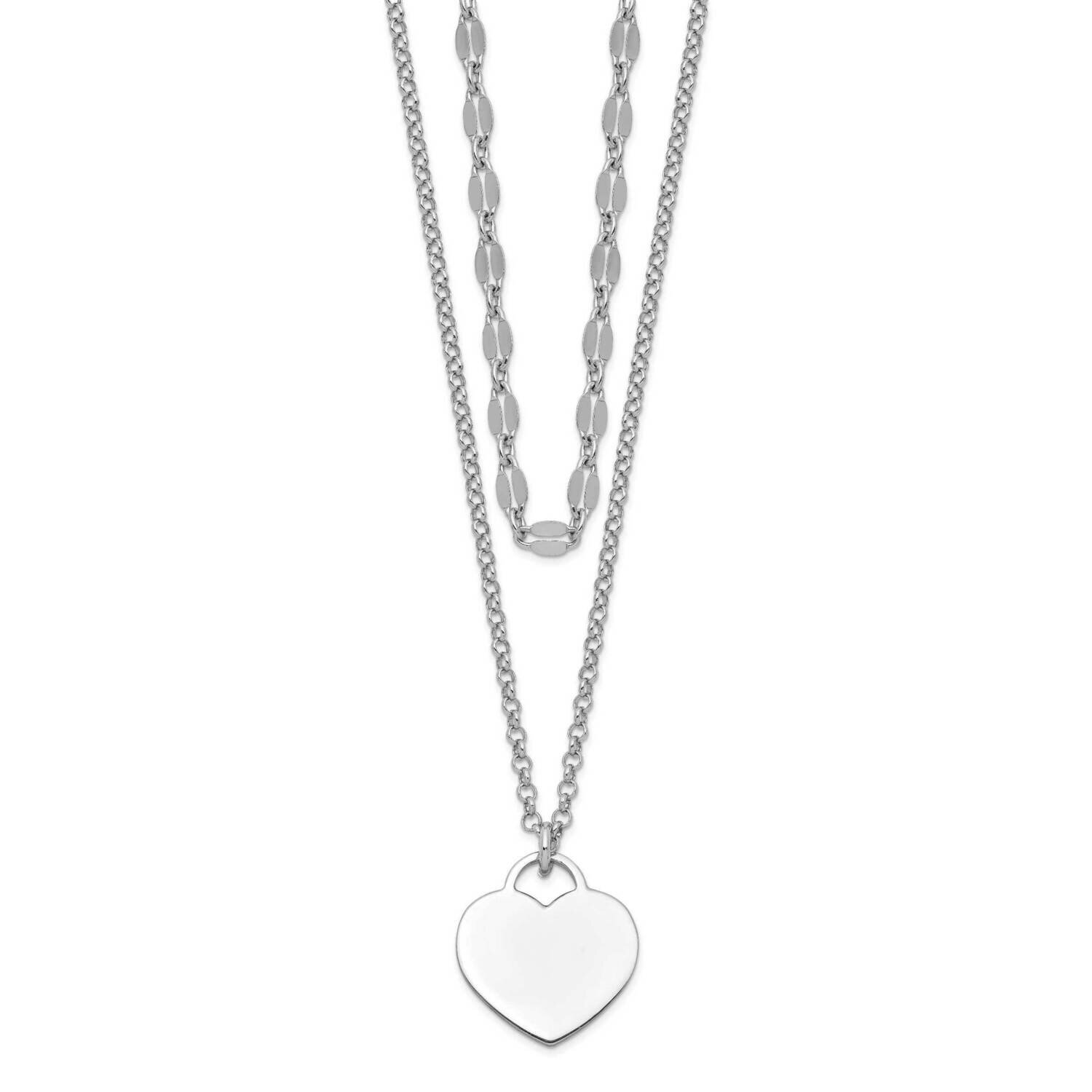 2-Strand Heart with 4 Inch Extension Choker Necklace Sterling Silver Rhodium-Plated QG5197-13, MPN:…