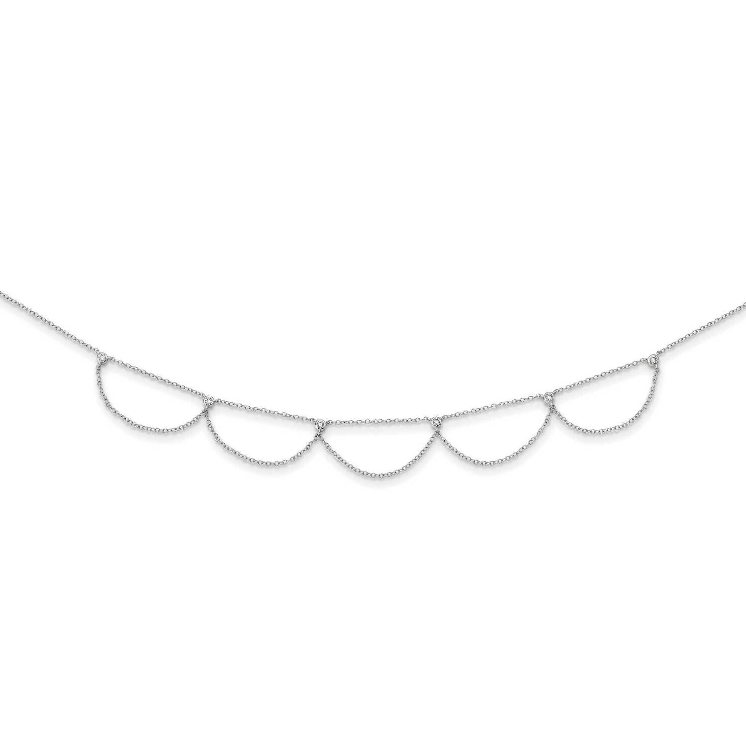 Draped CZ with 2 Inch Extension Choker Necklace Sterling Silver Rhodium-Plated QG5344-12.5, MPN: QG…