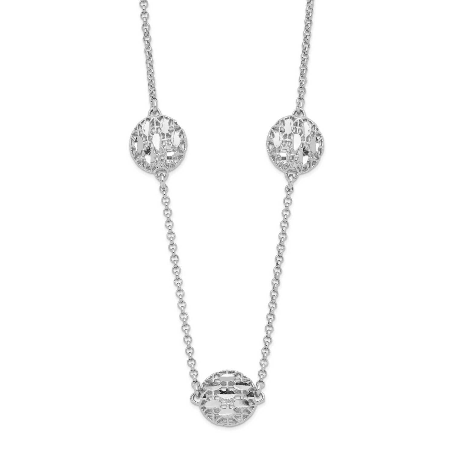 Diamond-Cut Mesh Bead with 2In. Ext. Necklace Sterling Silver Rhodium-Plated QG5381-16, MPN: QG5381…