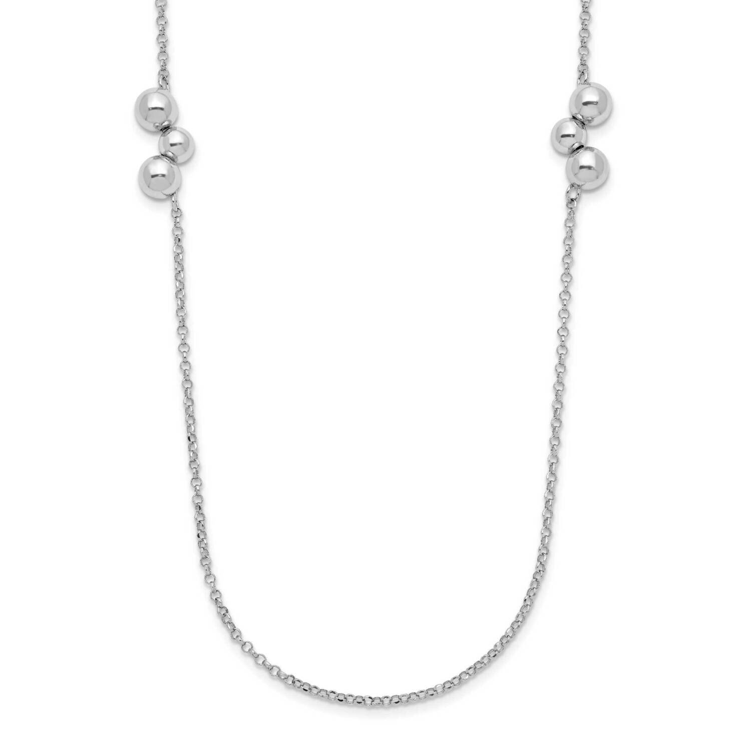 Polished Beaded Necklace Sterling Silver Rhodium-Plated QG5387-32, MPN: QG5387-32, 883957976679