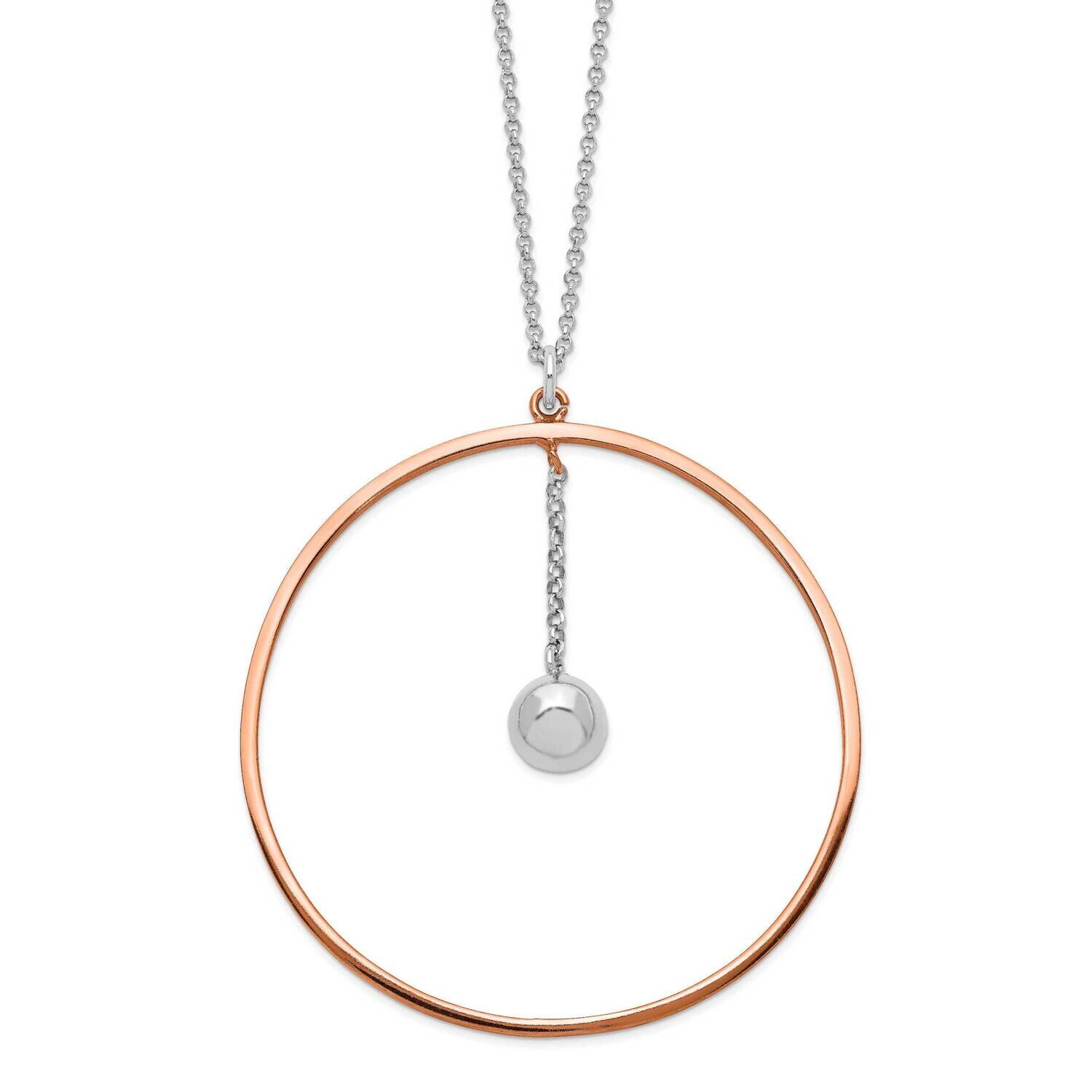 Rose Gold-Plated Diamond-Cut 1.5Inch Extension Circle Necklace Sterling Silver Rhodium-Plated QG538…