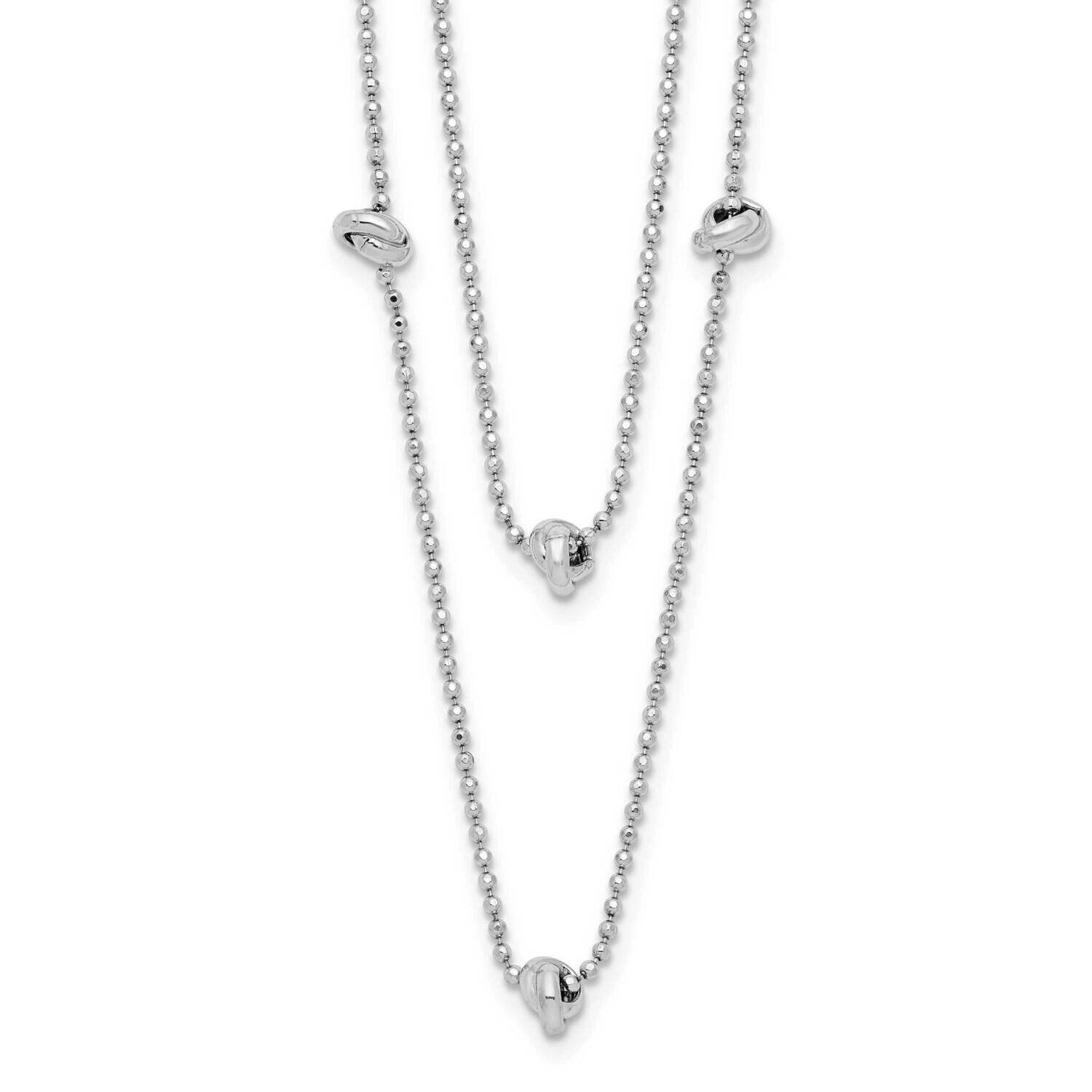 Polished Multi-Strand with 2 Inch Extension Necklace Sterling Silver Rhodium-Plated QG6003-16.75
