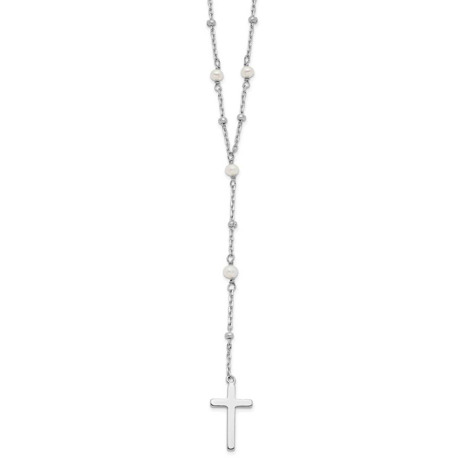 Beaded Fwc Pearl Cross with 2 Inch Extension Necklace Sterling Silver Rhodium-Plated QG6061-16, MPN…