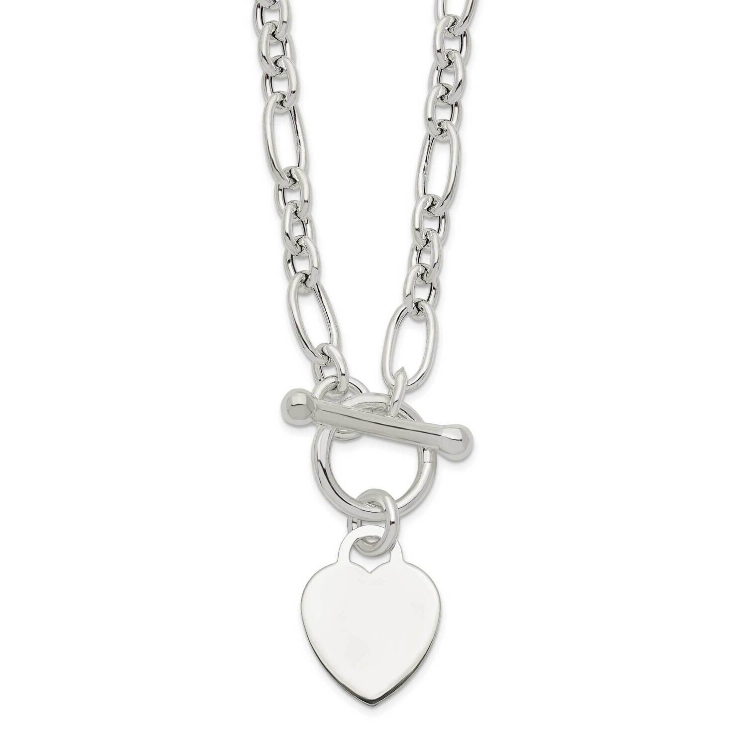 Heart Charm Fancy Link Necklace Sterling Silver Polished QG6087-18, MPN: QG6087-18, 196904163283