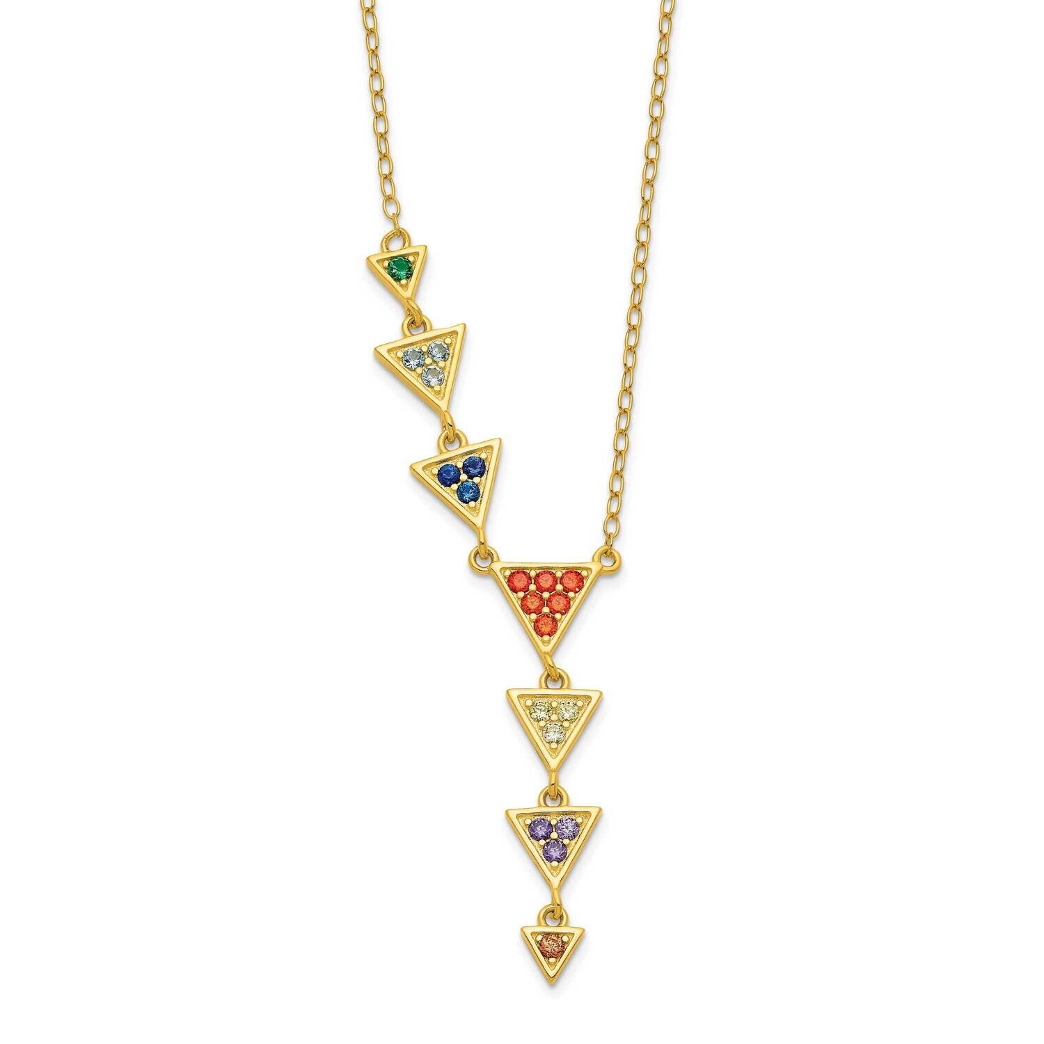 Gold Tone Multicolor CZ Necklace Sterling Silver QG6099-16.5, MPN: QG6099-16.5, 196904161999