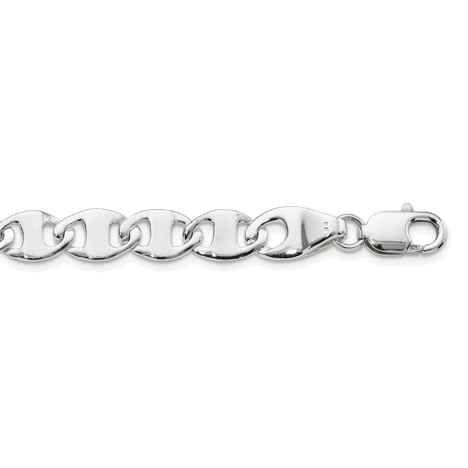 9mm Fancy Anchor Link Chain Necklace 18 Inch Sterling Silver QG687-18