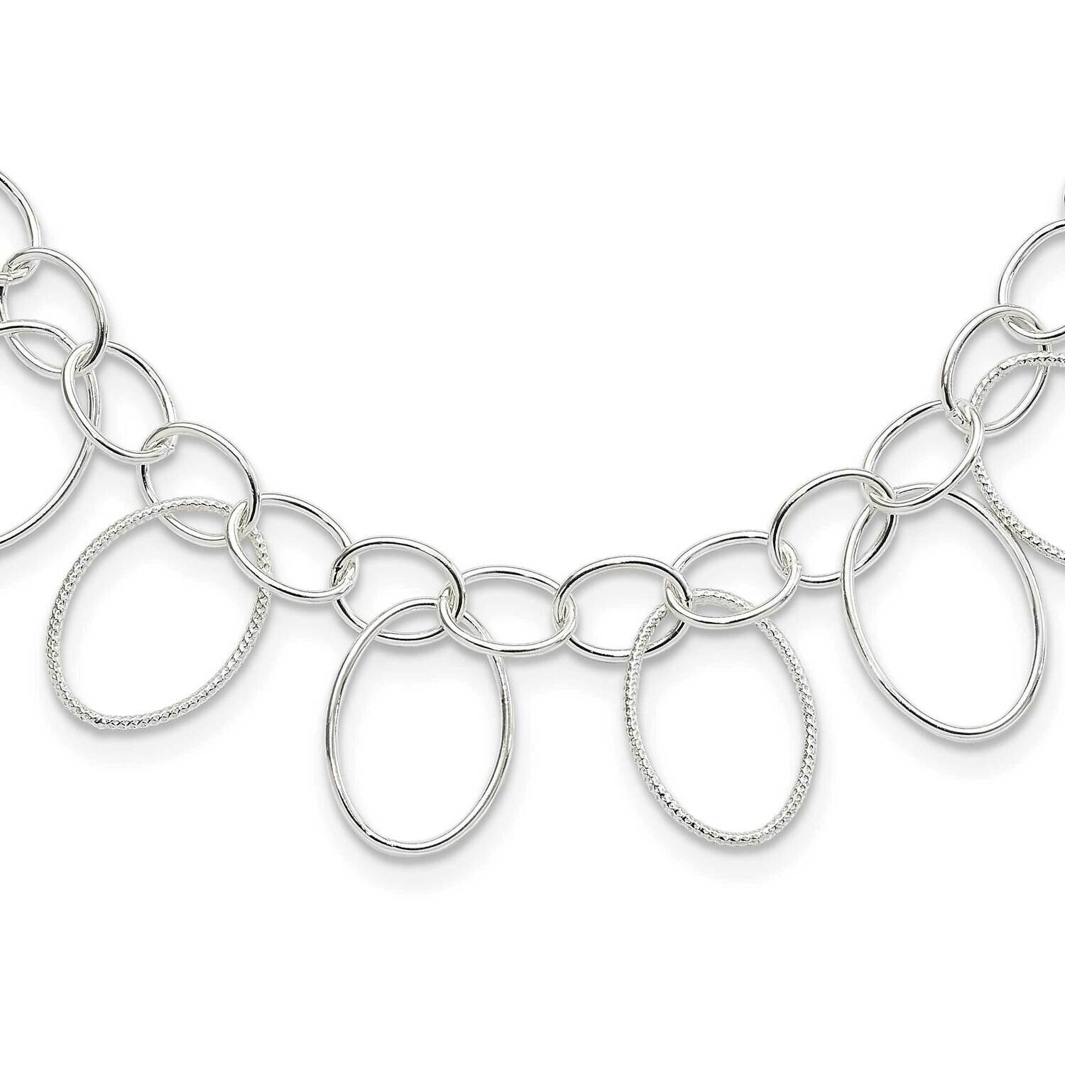 Textured Fancy Link Necklace Sterling Silver Polished QH1134-18, MPN: QH1134-18, 883957040219