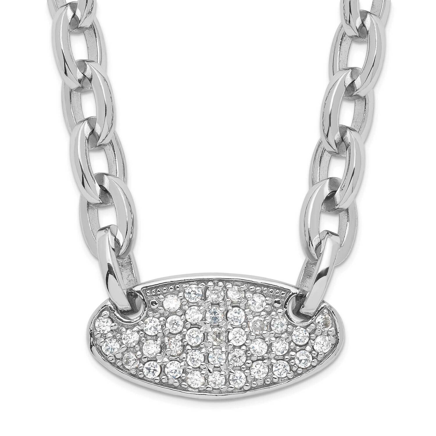 Oval Link with CZ Necklace Sterling Silver QH1079-16