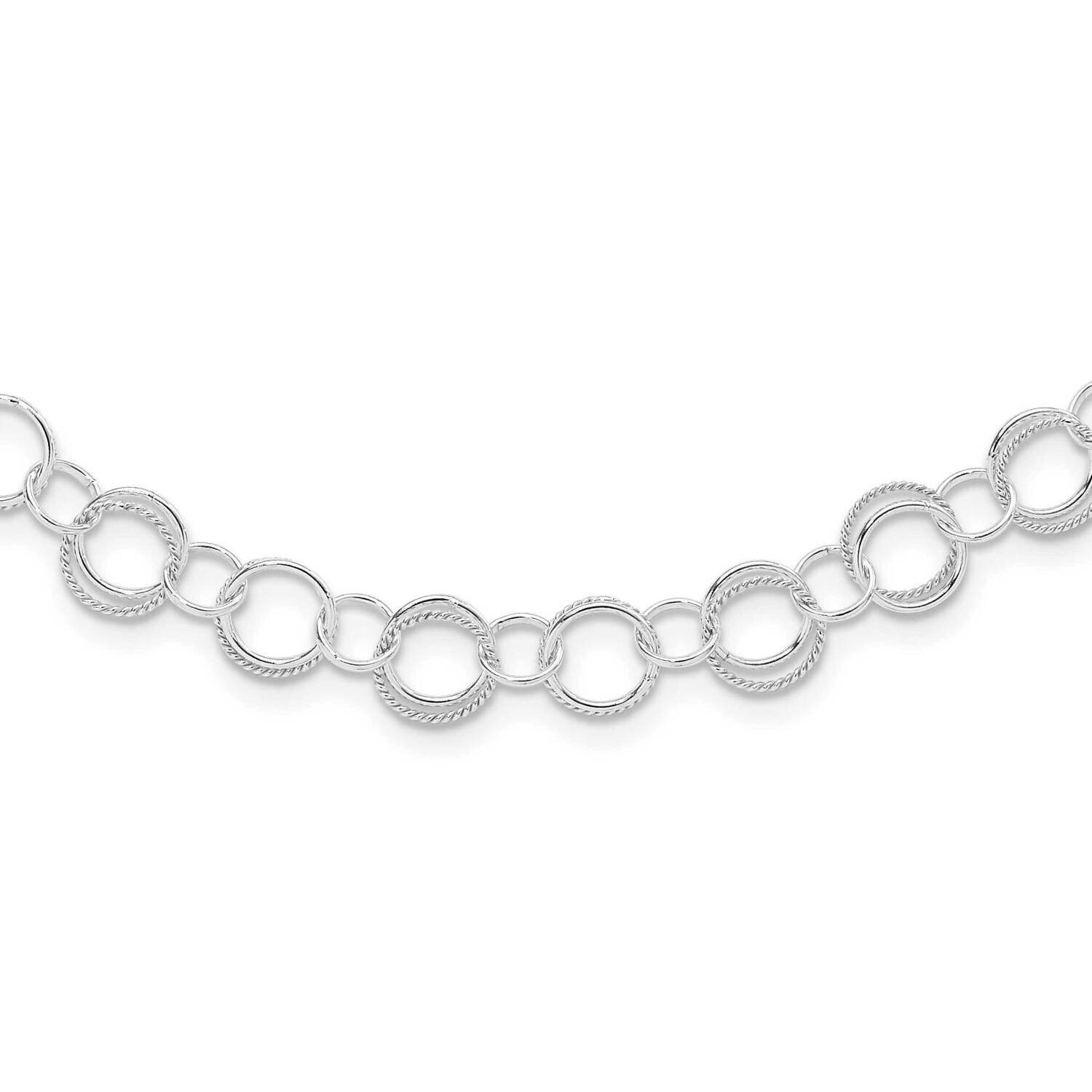 Twisted Circle Link Necklace 42 Inch Sterling Silver Polished QH2441-42, MPN: QH2441-42, 8839570391…