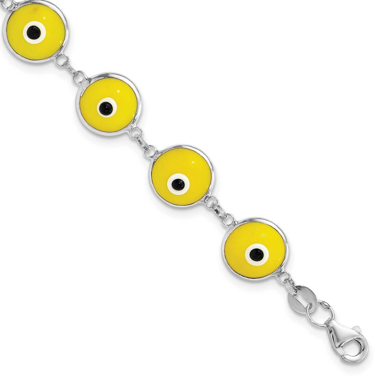 Reversible Enameled Yellow Eye Bracelet Sterling Silver QH410-7.5, MPN: QH410-7.5, 883957990101