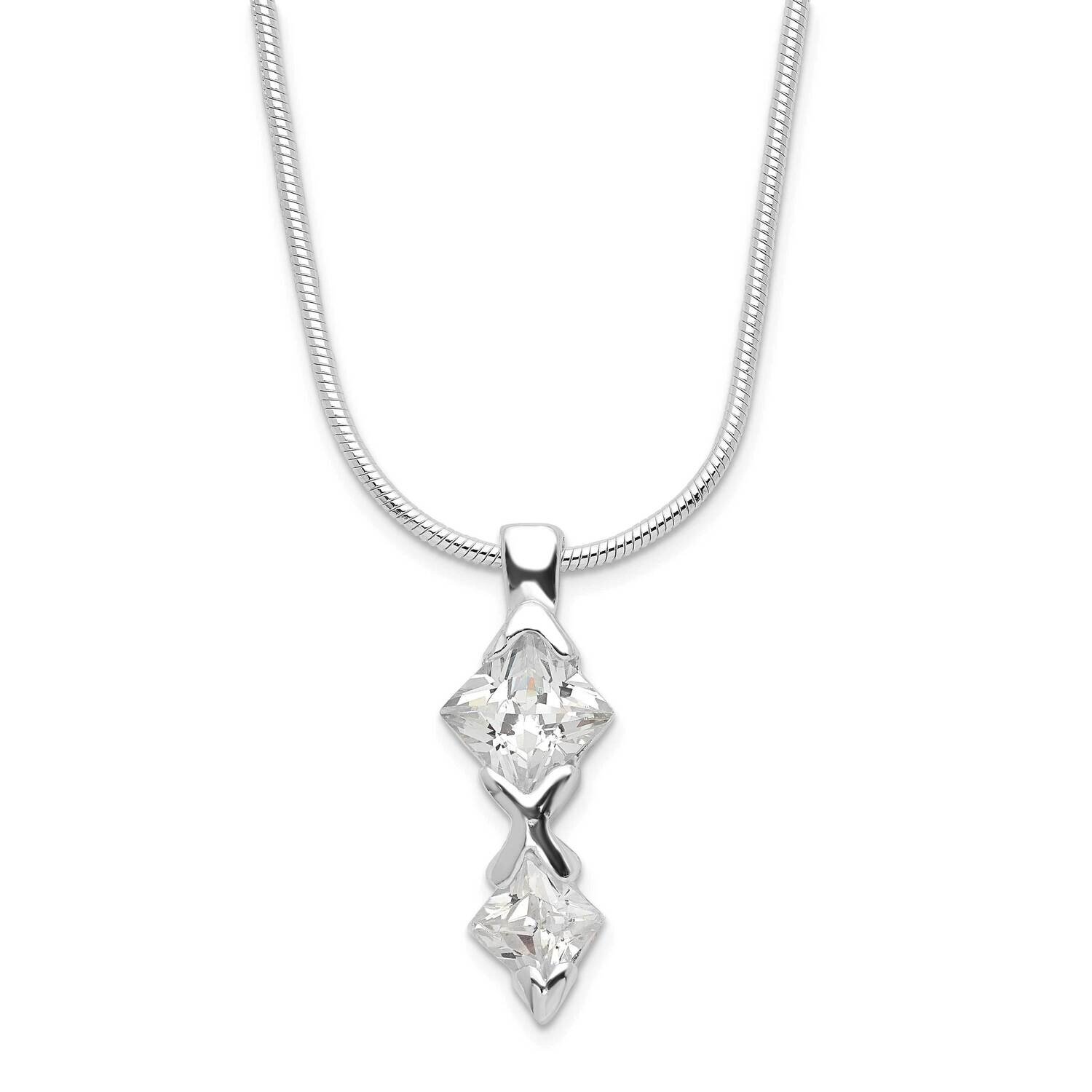 CZ Pendant Necklace Sterling Silver Polished QH565-18