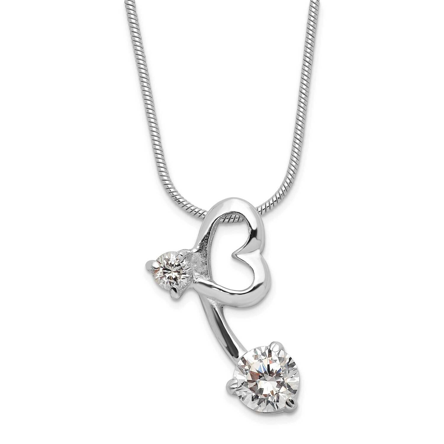 Fancy CZ Heart Pendant Necklace Sterling Silver QH597-18