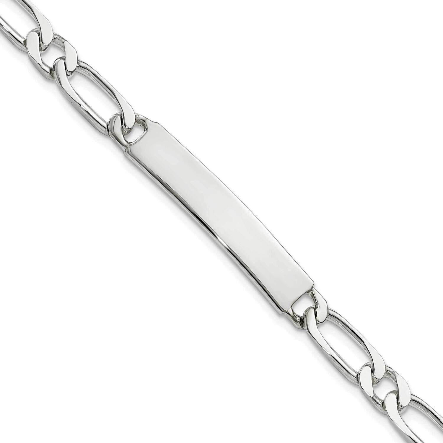 Engravable Figaro Link ID Bracelet Sterling Silver Polished QID114-8