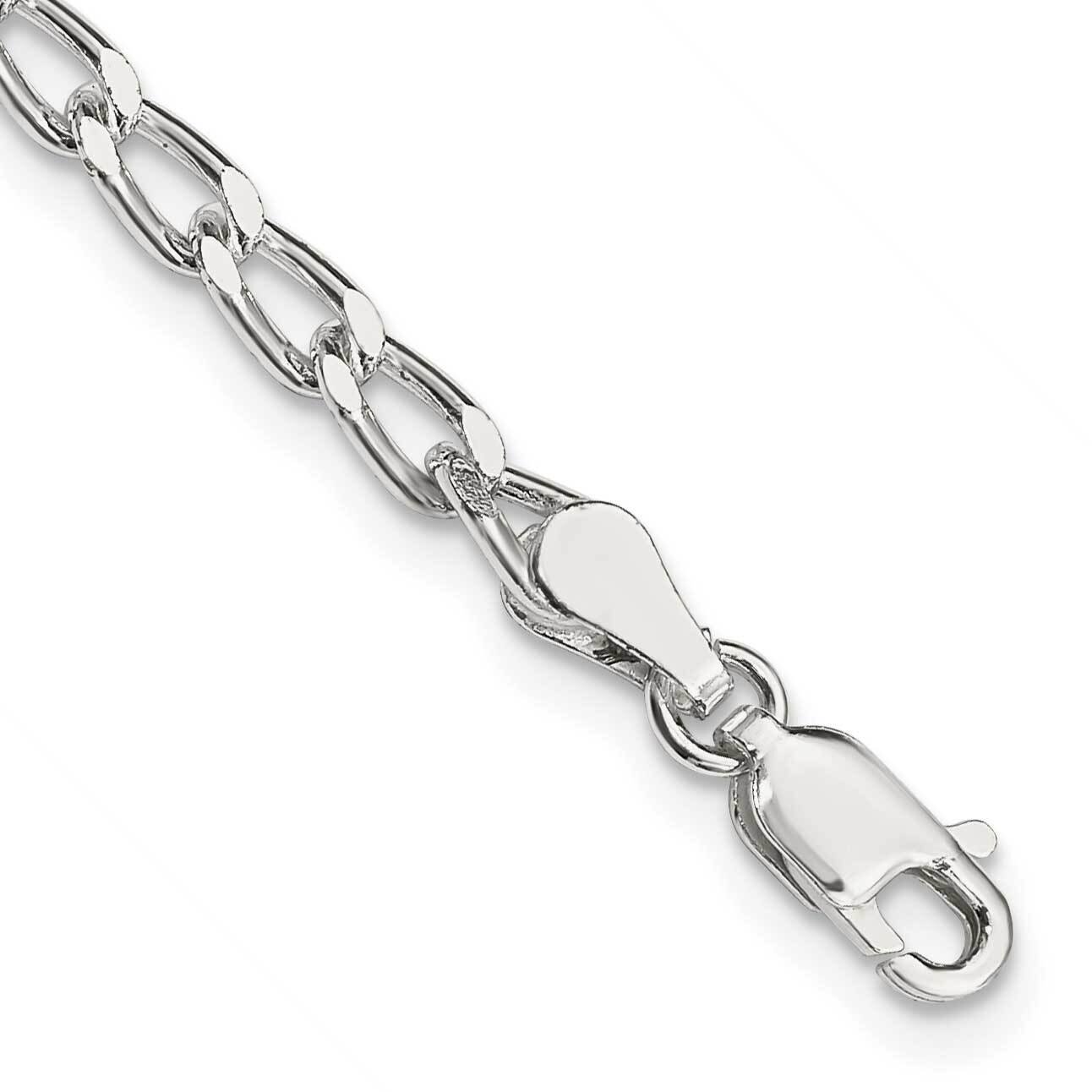 3.2mm Open Elongated Link Chain Anklet 9 Inch Sterling Silver QLL100-9