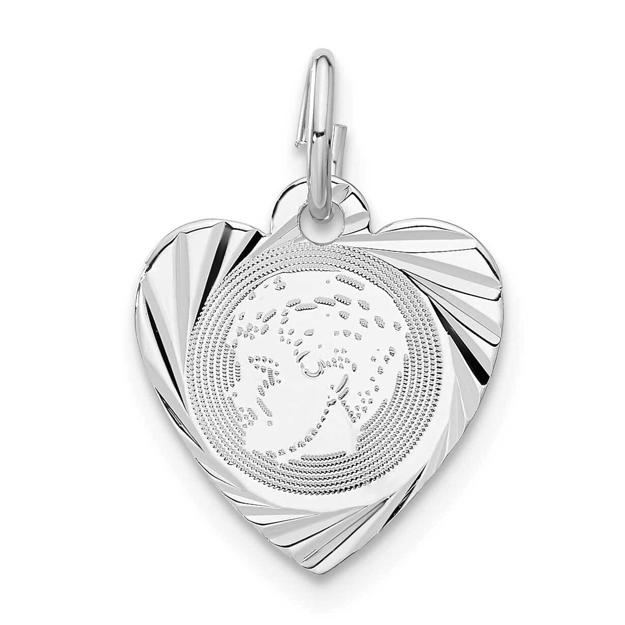 Engravable Boy Heart Disc Charm Sterling Silver QM321/18