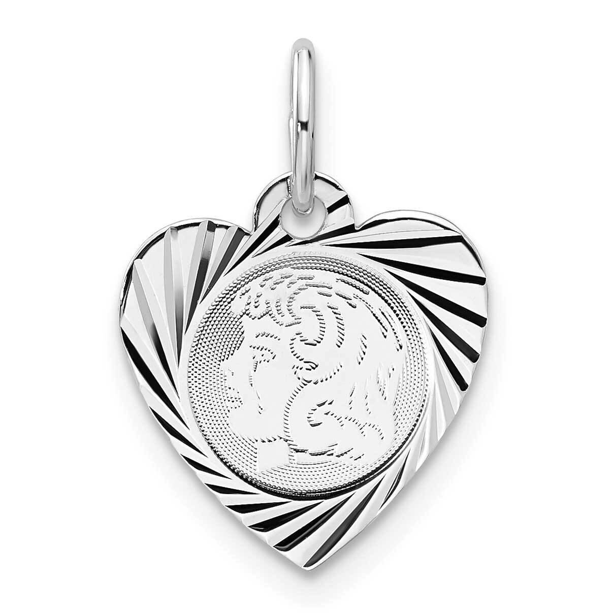 Engravable Girl Heart Disc Charm Sterling Silver QM322/18