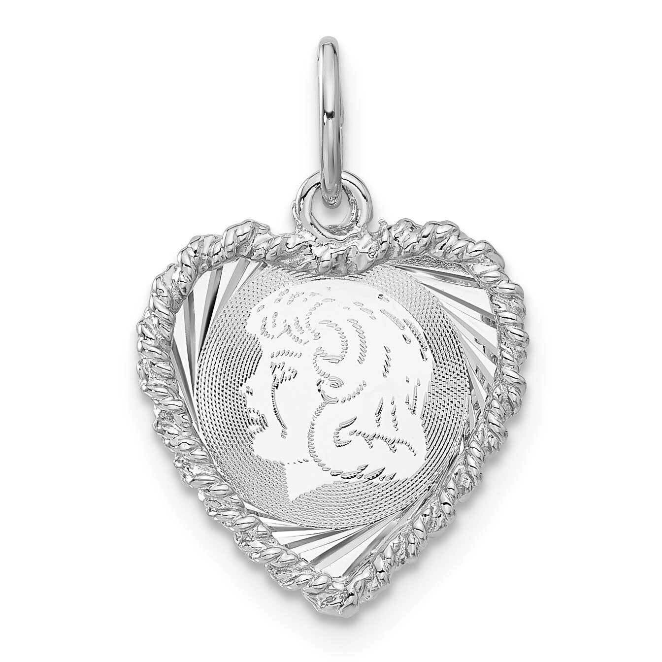 Engravable Girl Heart Disc Charm Sterling Silver QM324/18