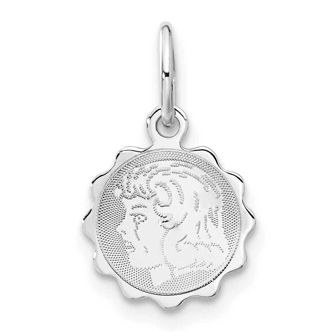 Engravable Scalloped Circle Girl Disc Charm Sterling Silver QM304/18