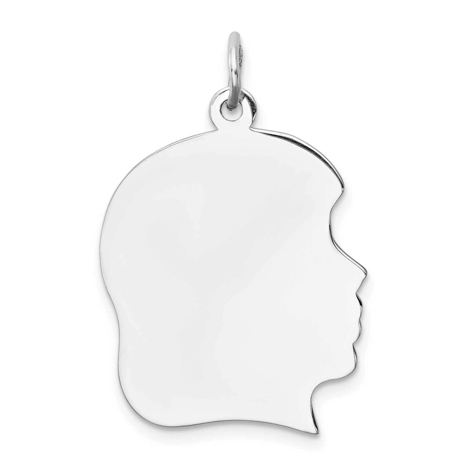 Engraveable Girl Disc Charm Polish On Front Back Sterling Silver Rhodium-Plated QM365/50P
