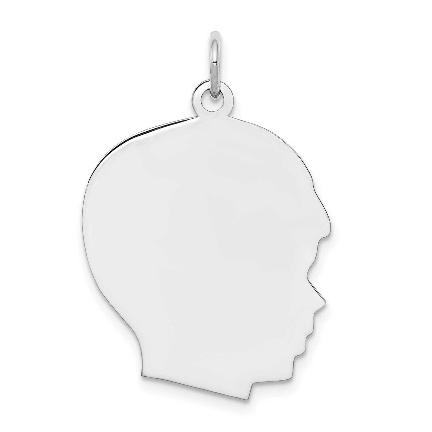 Engraveable Boy Disc Charm Polish On Front Back Sterling Silver Rhodium-Plated QM364/50P