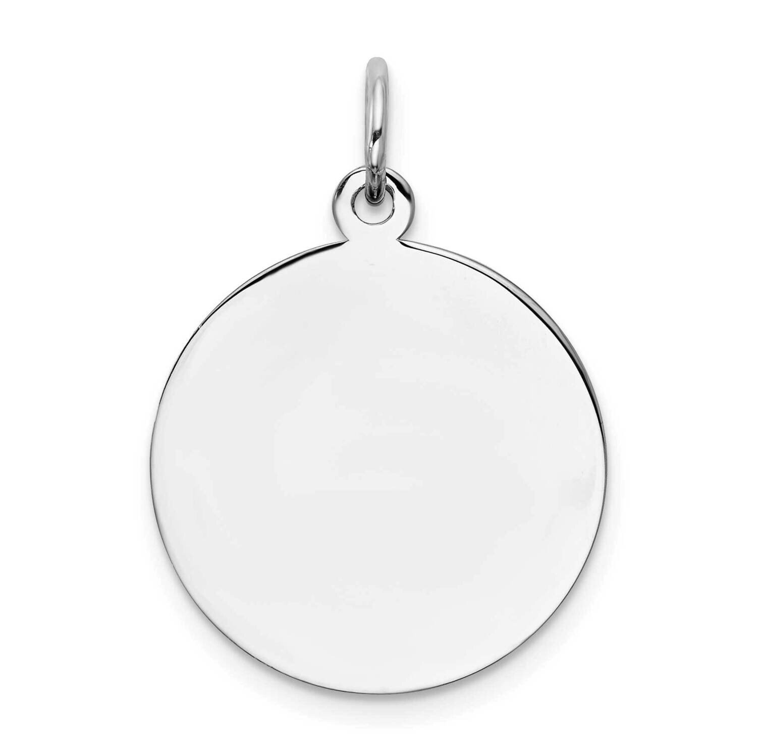 Engraveable Round Polished Front Satin Back Disc Charm Sterling Silver Rhodium-Plated QM371/50