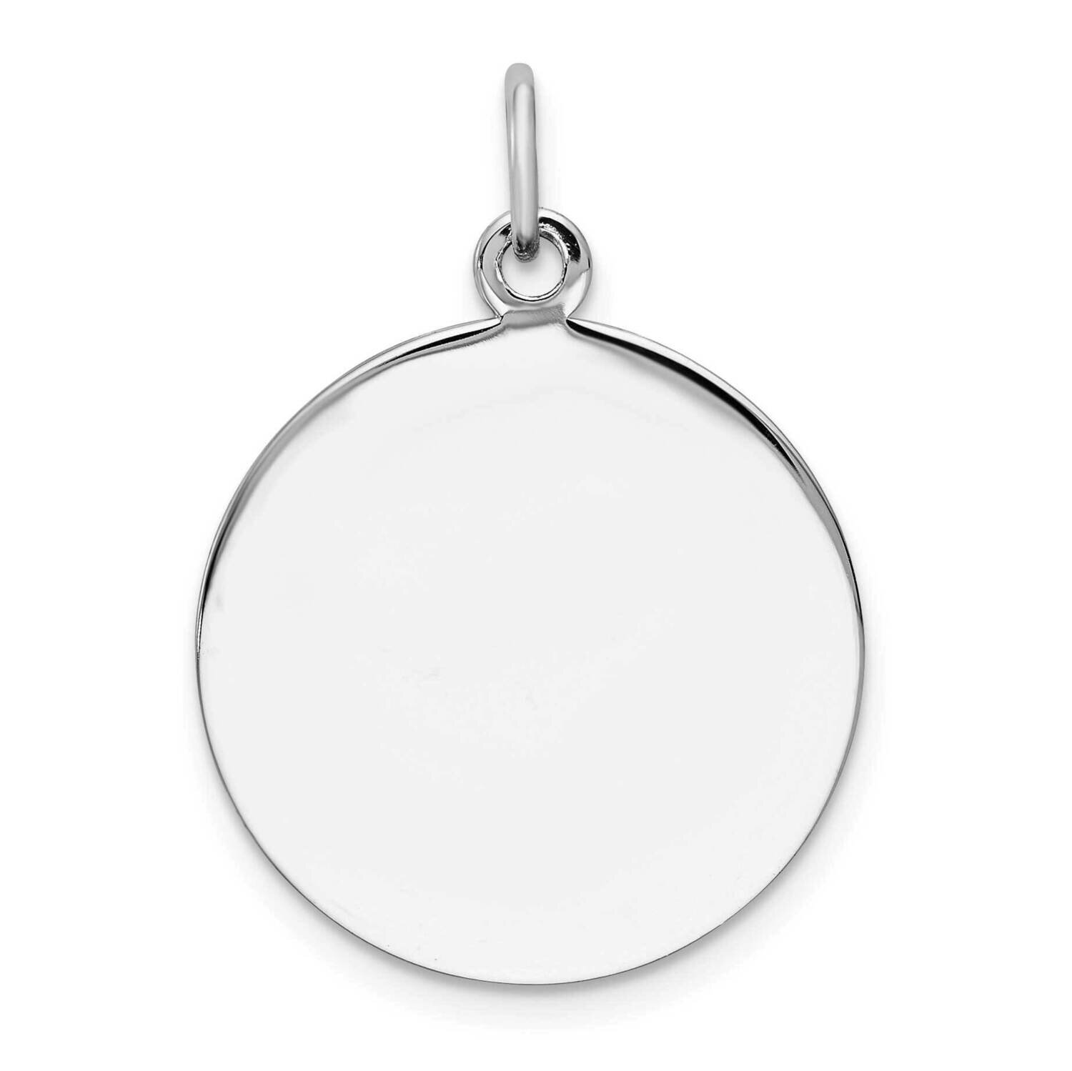 Engraveable Round Polished Front Back Disc Charm Sterling Silver Rhodium-Plated QM372/50P