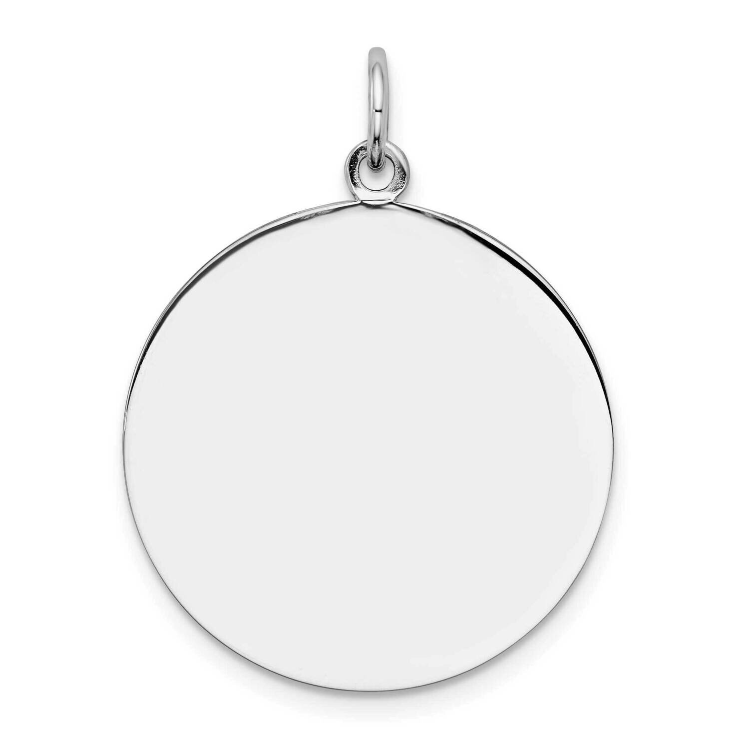Engraveable Round Polished Front Back Disc Charm Sterling Silver Rhodium-Plated QM373/50P