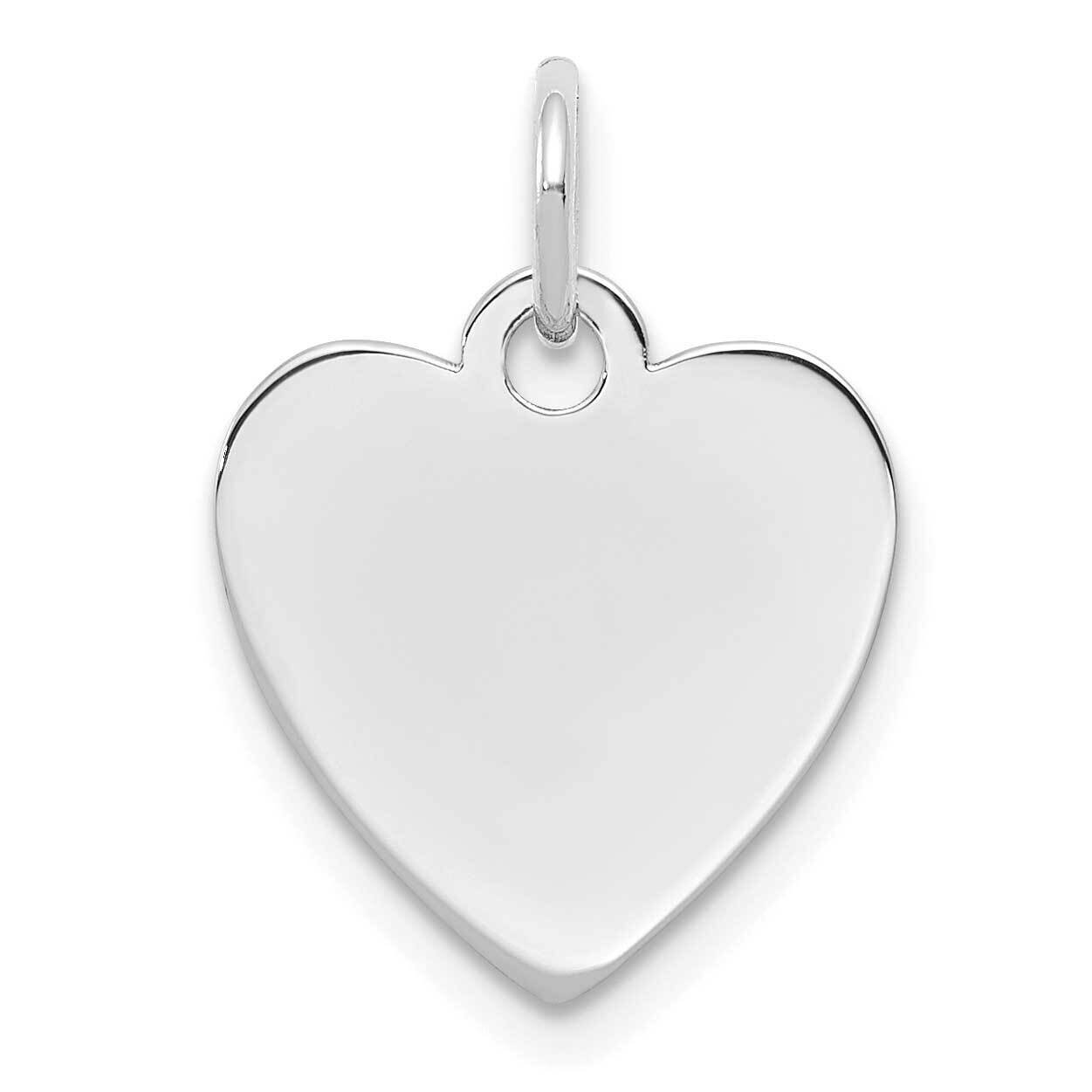 Engravable Heart Polish Front & Back Disc Charm Sterling Silver Rhodium-Plated QM390/50P
