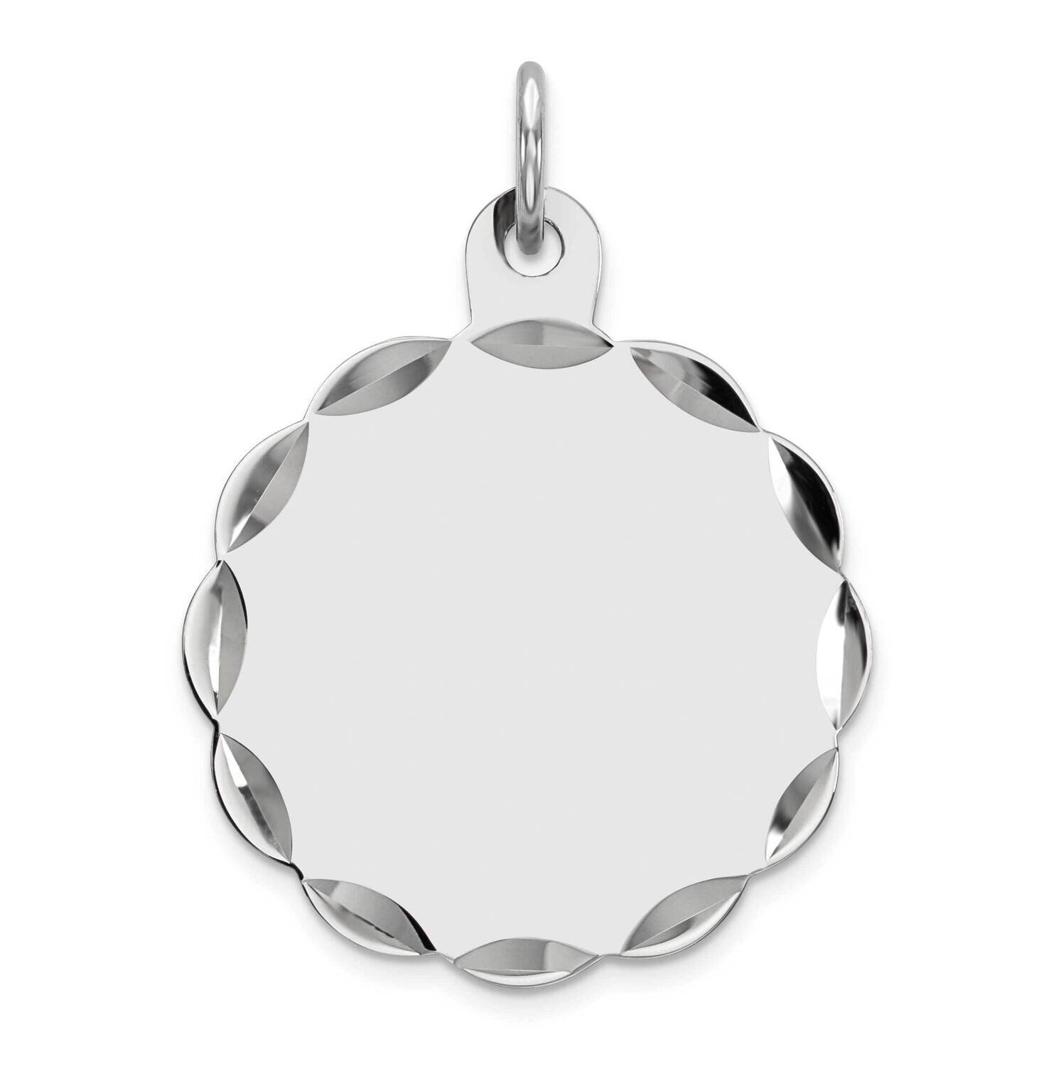 Engraveable Polished Front Satin Back Disc Charm Sterling Silver Rhodium-Plated QM411/27