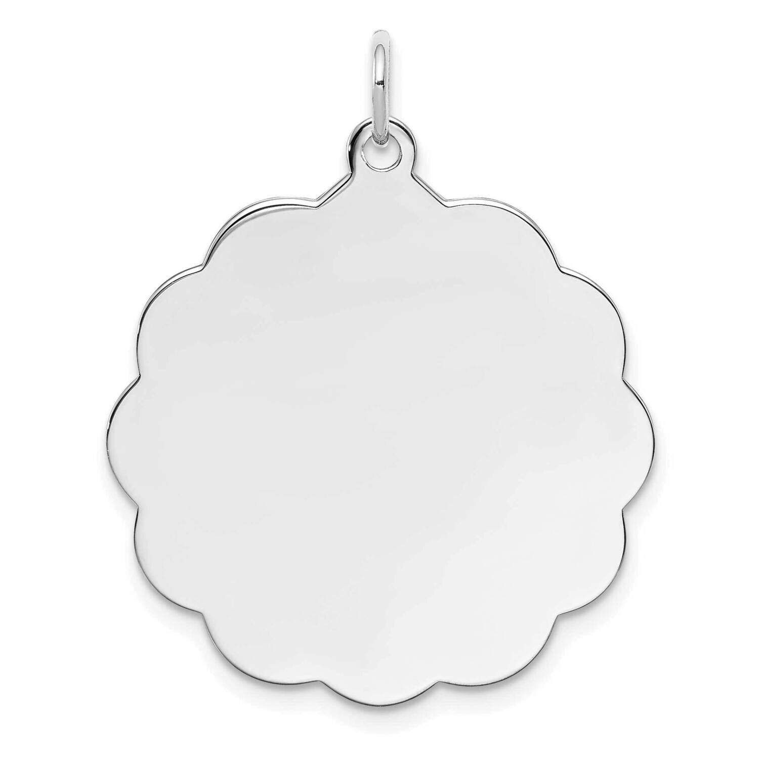 Engraveable Polished Front Satin Back Disc Charm Sterling Silver Rhodium-Plated QM417/50