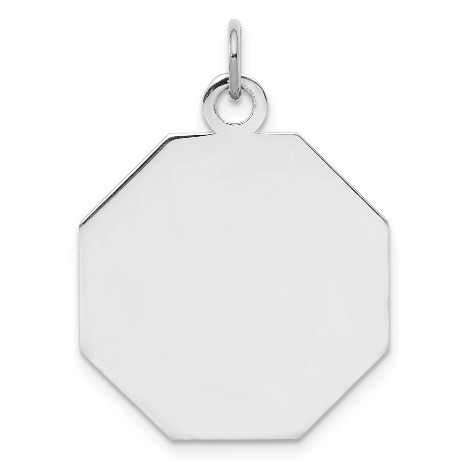 Engraveable Octagon Polished Front Back Disc Charm Sterling Silver QM426/35P