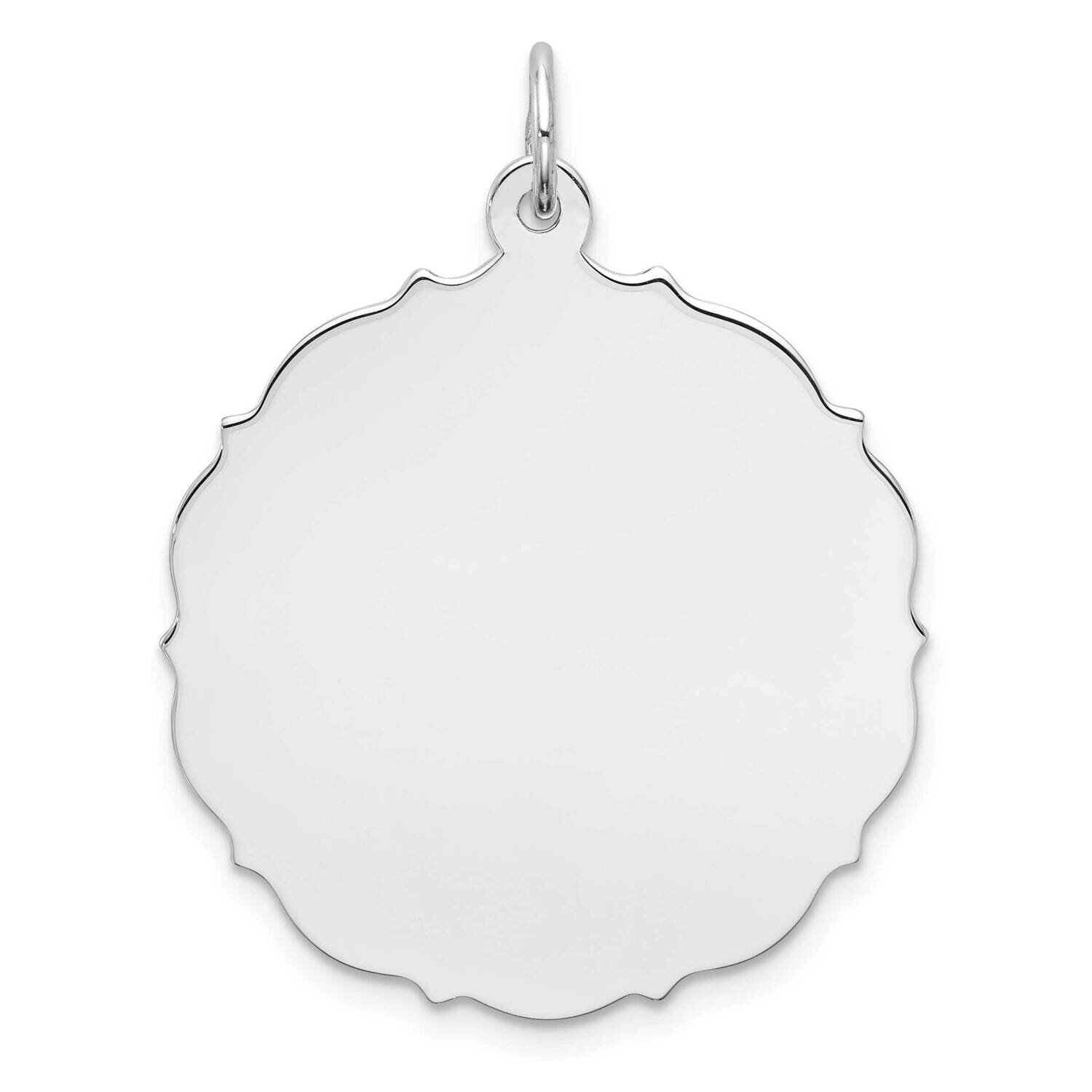 Engraveable Polished Front Satin Back Disc Charm Sterling Silver Rhodium-Plated QM437/50