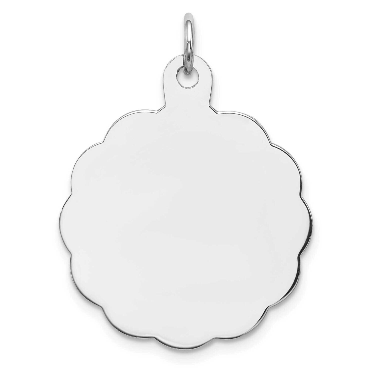 Engraveable Polished Front Satin Back Disc Charm Sterling Silver Rhodium-Plated QM416/50