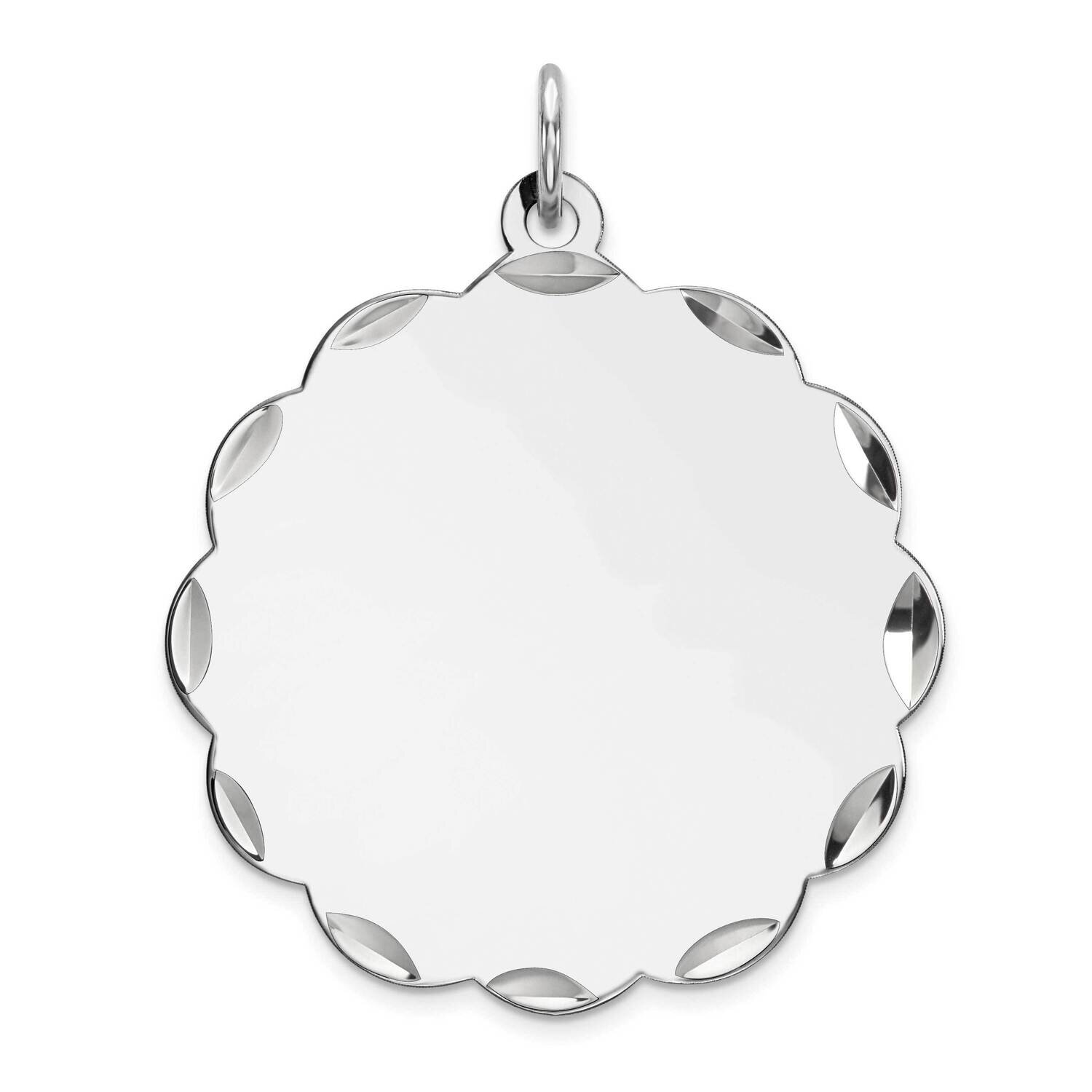 Engraveable Polished Front Satin Back Disc Charm Sterling Silver Rhodium-Plated QM412/35